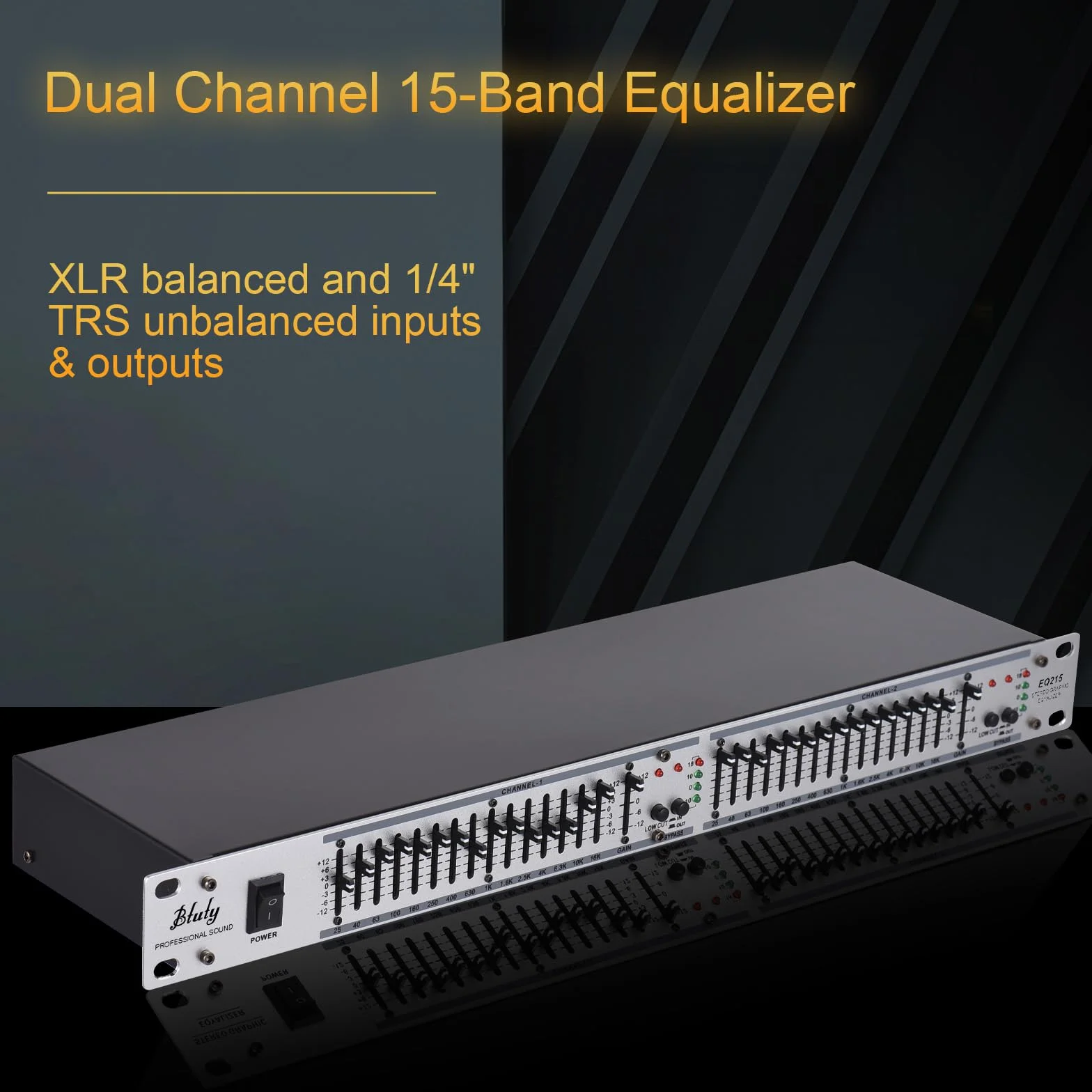 Btuty EQ-215 Dual Channel 15-pasmowy korektor 1U do montażu na stojaku 2-kanałowy stereo graficzny