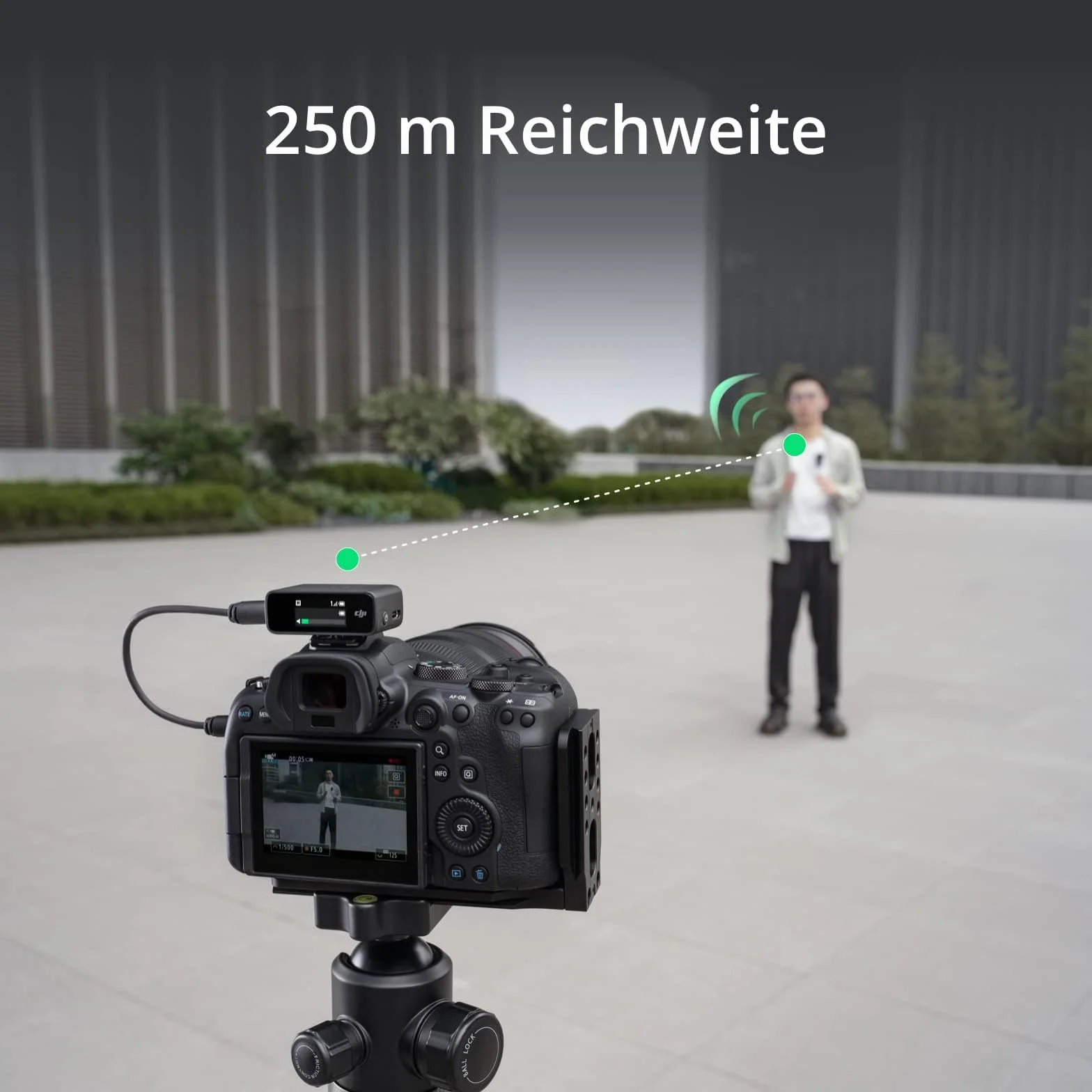 DJI Mic (1 TX+1 RX), Mikrofon bezprzewodowy, zasięg 250 m, kompaktowy i ultralekki, czas nagrywania 14h, mikrofon bezprzewodowy do komputera, iPhone'a, aparatów, YouTube, vlogów, transmisji na żywo