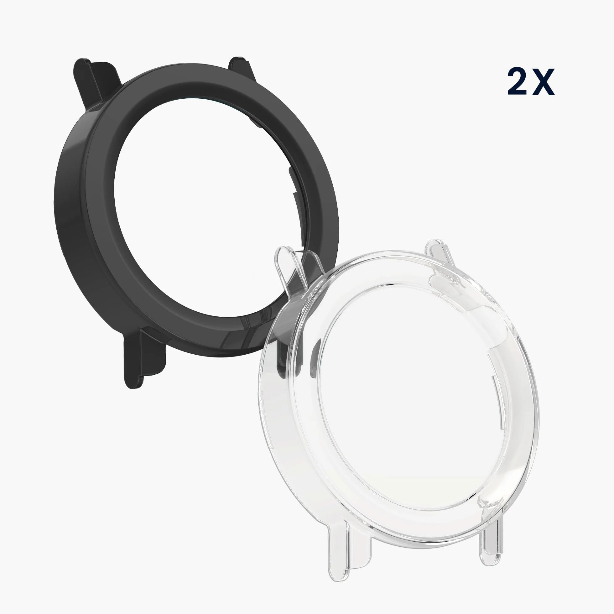 kwmobile Etui kompatybilne z CMF Watch 3 Pro Case - 2X Osłona ekranu ze szkła hartowanego do trackera fitness - przezroczysta-czarna