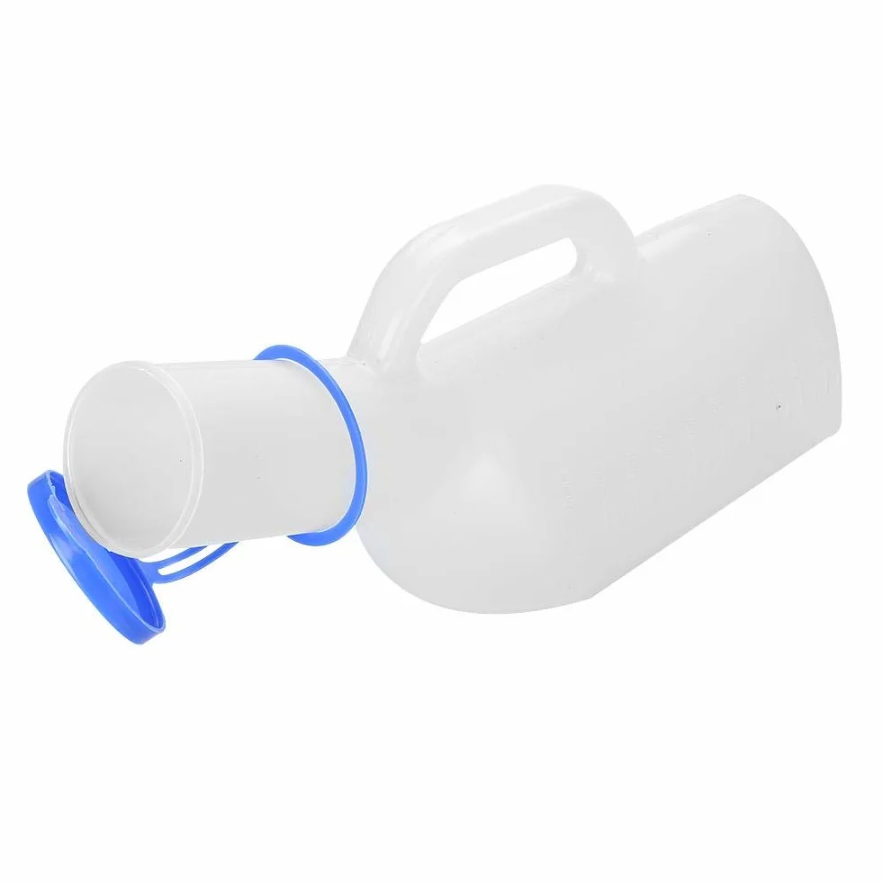 Męska butelka na mocz, 1000 ml przenośna outdoorowa przechowywanie moczu przenośny zbieracz moczu toaleta z pokrywką dzieci dorośli do pojemników podróżnych kierowców szpitali
