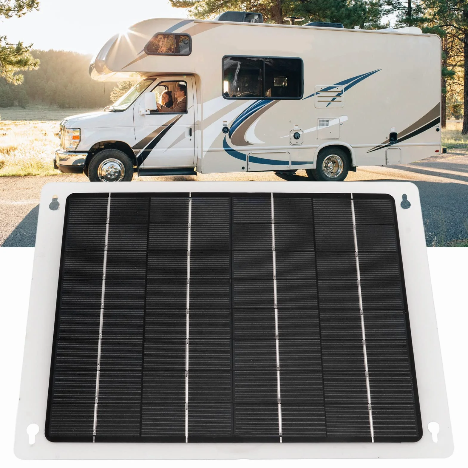Panel Słoneczny, Polikrzemowy Panel ładowarki Słonecznej 20 W 12 V z Podwójnym Portem ładowania USB i Kablem Obd, do Samochodu, Kampera, łodzi, łodzi, Przyczepy, Kempingu