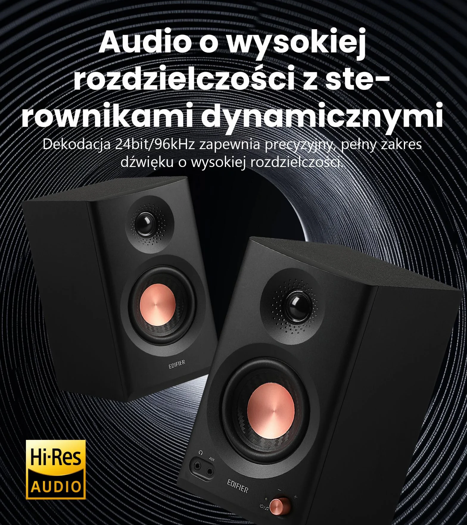 Edifier MR3 - Kompaktowe głośniki Studio 2.0, Hi-Res Audio, Bluetooth V5.4, sterowanie fizyczne, RCA, AUX, aplikacja mobilna, 2x18W, czarny