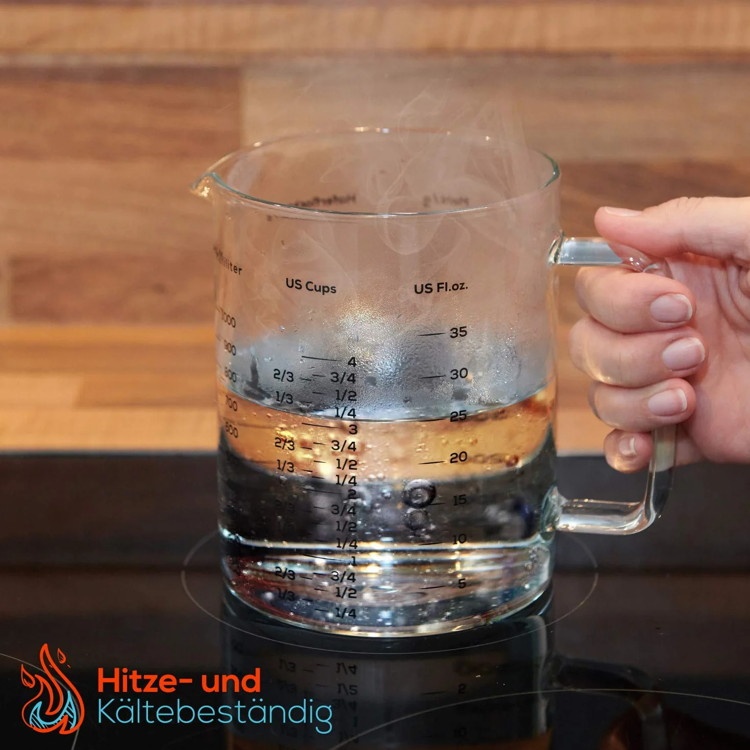 Szklana miarka – 1 l i 500 ml – zestaw 2 szt. – wytrzymały i odporny na wysokie temperatury kubek z miarką ze szkła borokrzemowego – nadaje się do kuchenki mikrofalowej – idealny do pieczenia