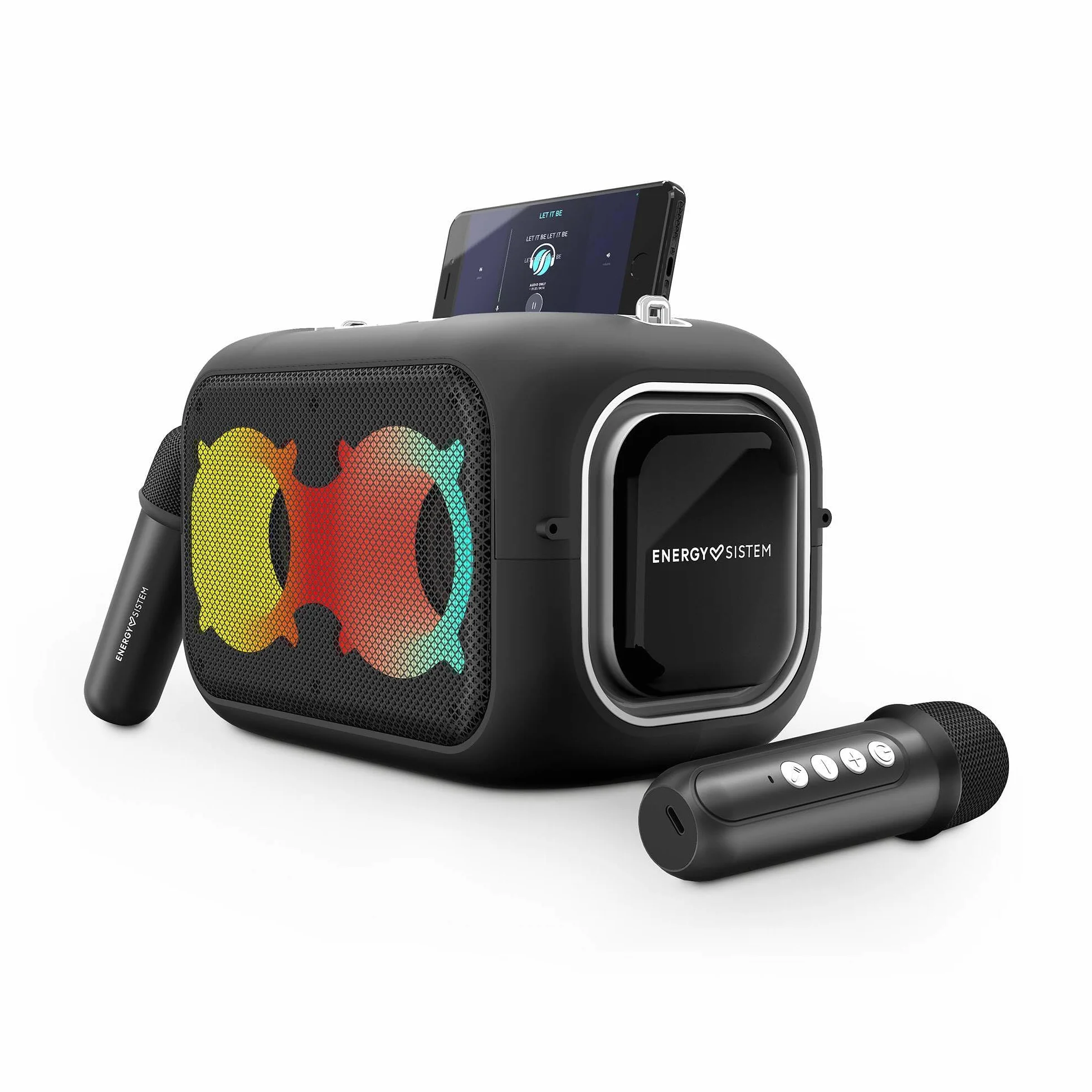 Energy Sistem Karaoke Star Party przenośny głośnik (Bluetooth 5.4, odtwarzacz MP3, światła LED, IPX4, 2 mikrofony, 8 godzin pracy na baterii)