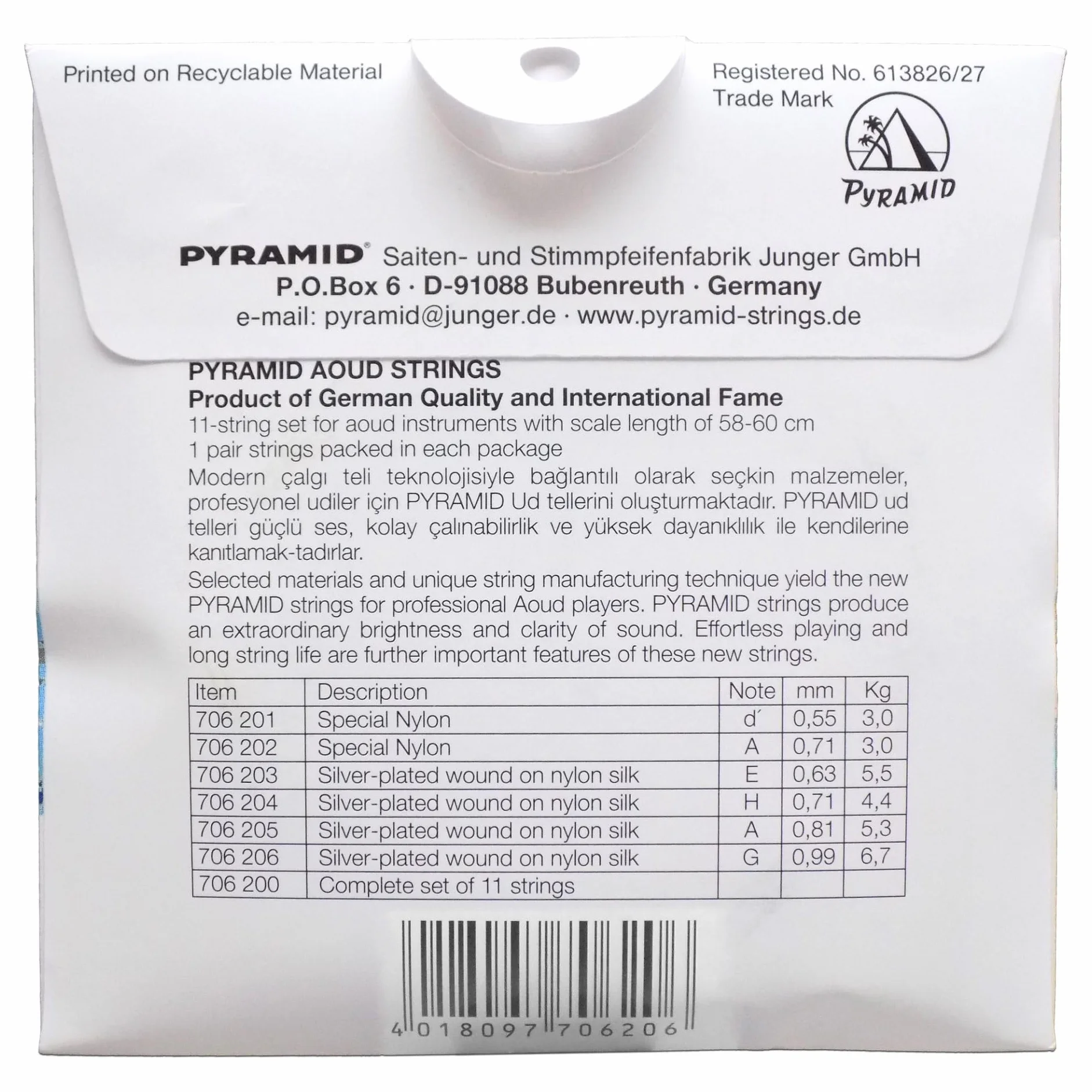 Pyramid Oud Strings Turkish Oud 11 String Set 706200