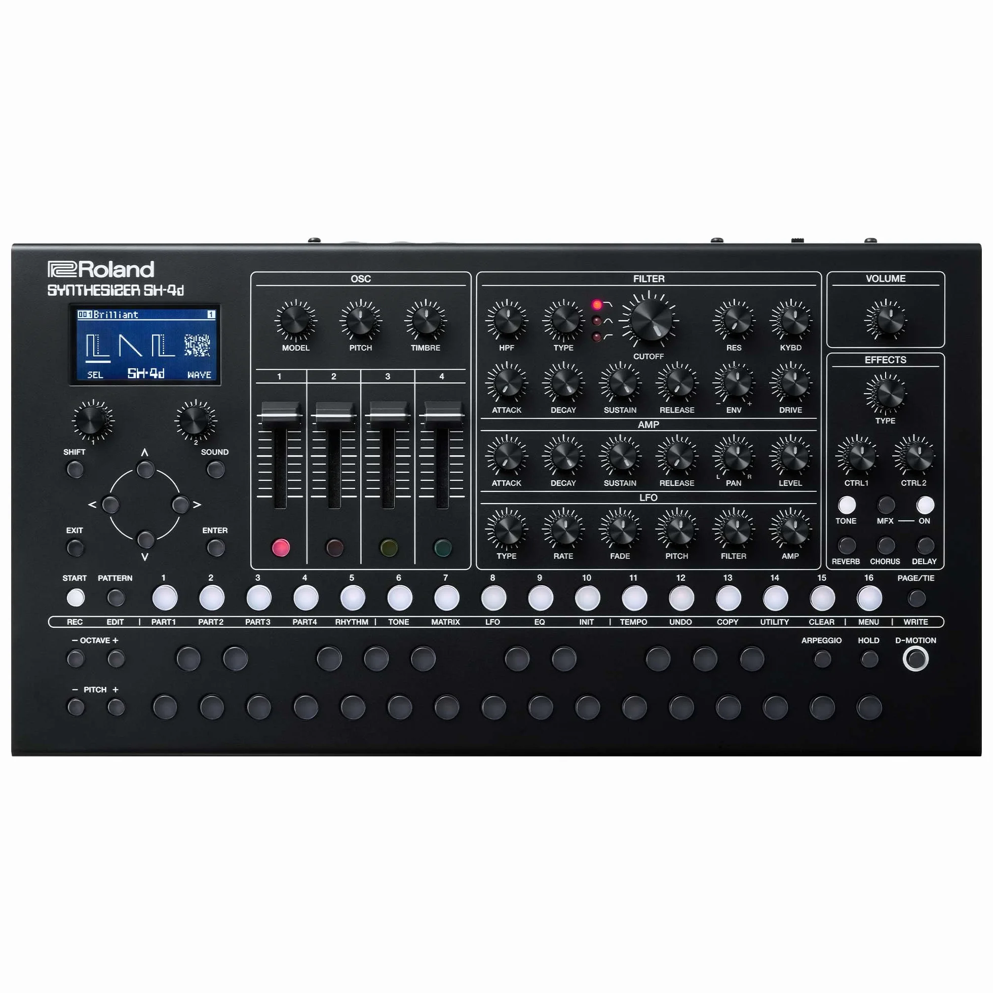 Kompaktowy Syntezator Biurkowy Roland SH-4d | 11 Modeli OSC | Profesjonalne Narzędzia do Projektowania Dźwięku | Wygodny Proces Pracy | Multitimbralny Sekwencer Patternów | Rozbudowane Efekty
