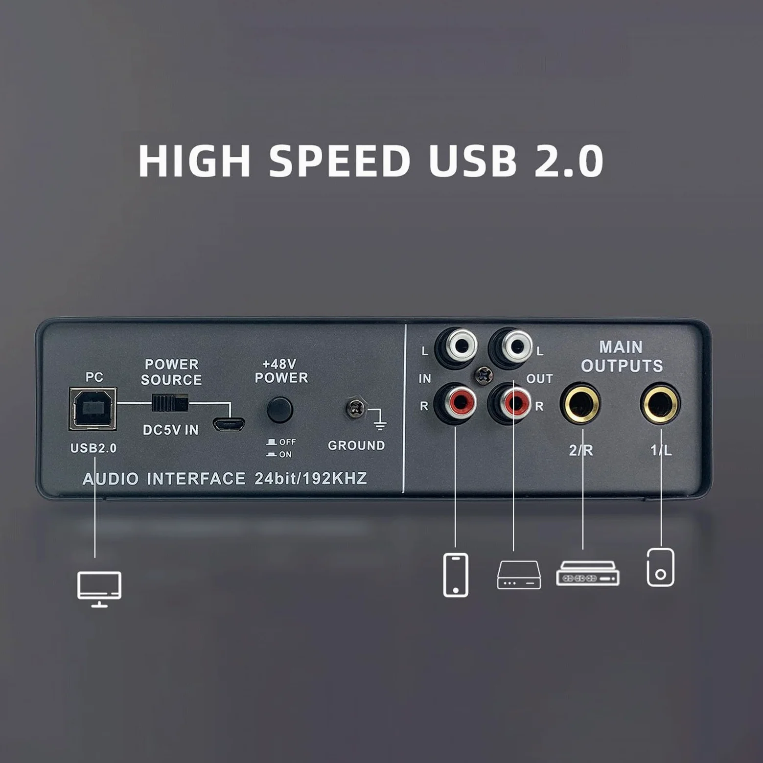 Interfejs audio USB do nagrywania profesjonalnej karty dźwiękowej z 48V Phantom Power Loop Back USB Zewnętrzna karta dźwiękowa wtyczka i odtwarzaj monitorowanie 0-letni dla