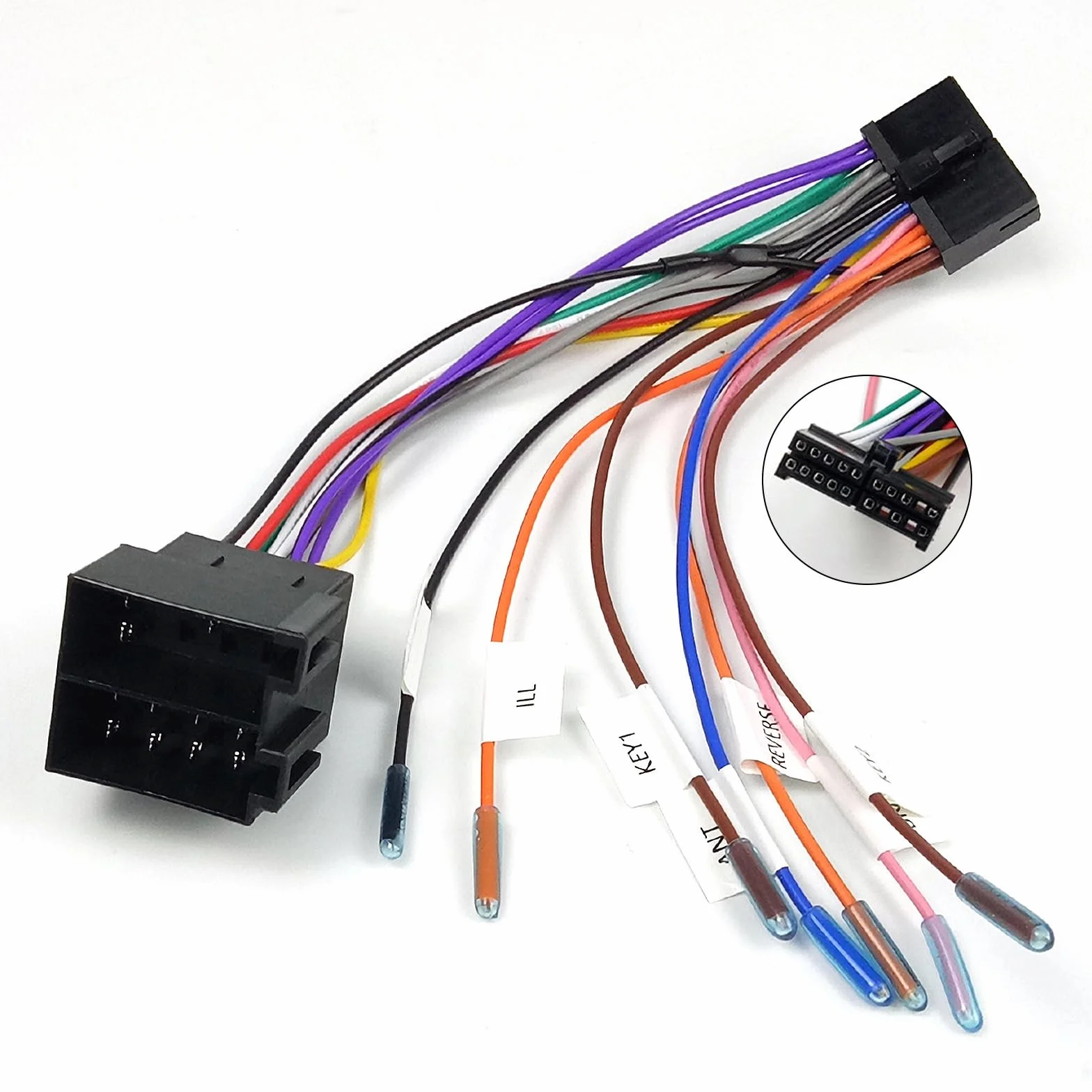 1 sztuka 20-pinowego adaptera kablowego ISO, adapter wiązki kabli 20-pinowy ISO do samochodowego radia Adapter uniwersalny, zamiennik, kabel do kompatybilnego z liniami sterowania wstecznego i