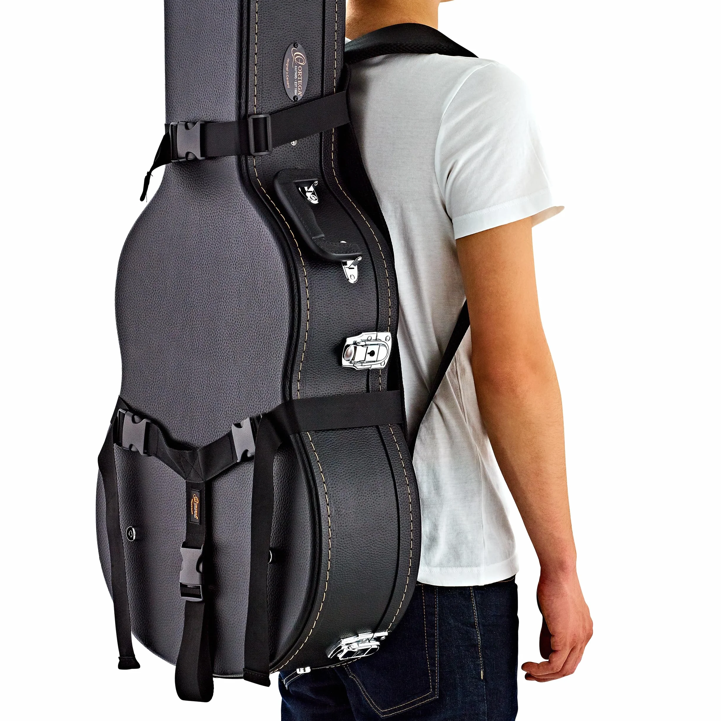 Ortega Guitars Pasek do plecaka Deluxe wyściełany – do ukształtowanych walizek i toreb Gigbags – bez twardej obudowy (OBPS-DLX)