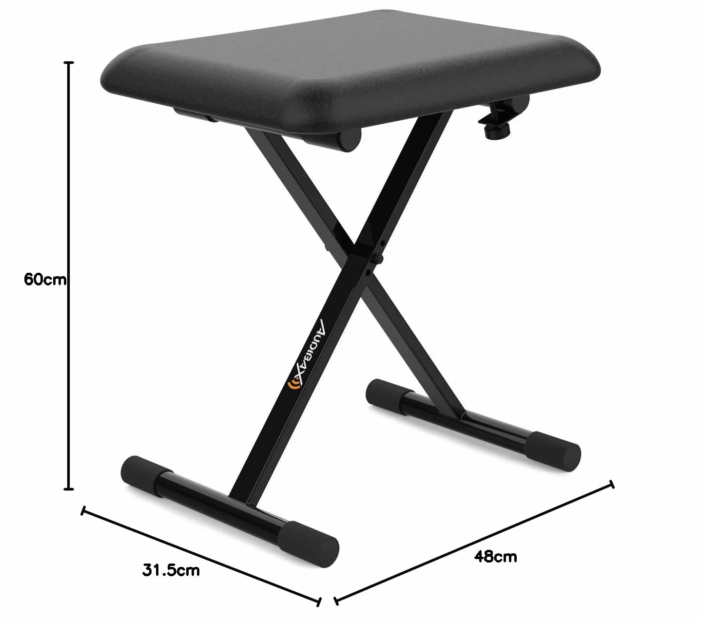 Audibax KB100B Ławka do fortepianu z regulacją wysokości 43-48 cm - Stołek wyściełany z gumami antypoślizgowymi