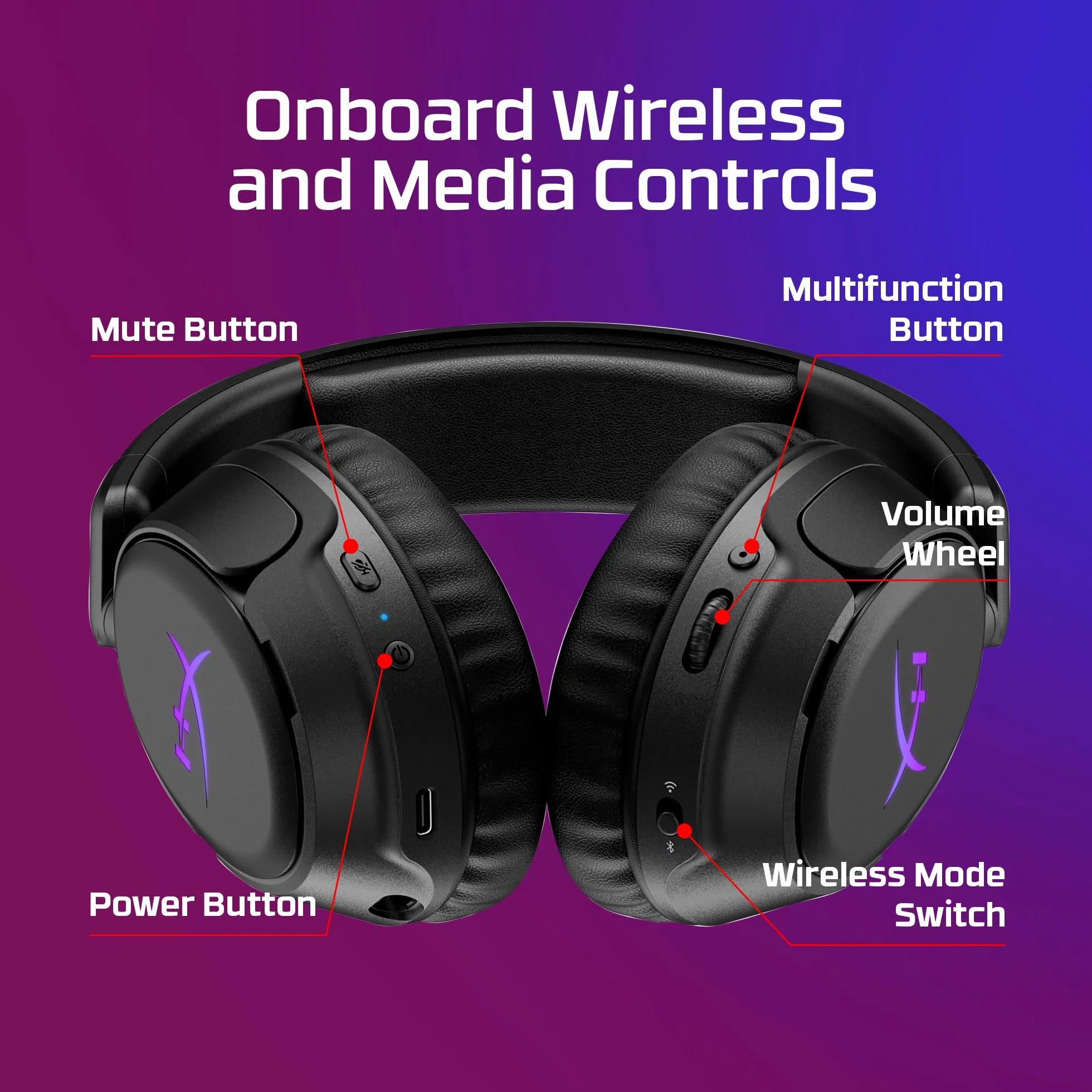 HyperX Cloud Flight 2 bezprzewodowy zestaw słuchawkowy do gier, konfigurowalne światła RGB, bateria 100 godzin, Dual Wireless 2,4 GHz i Bluetooth, Instant Pair, PC/PS/przełącznik/telefon, czarny