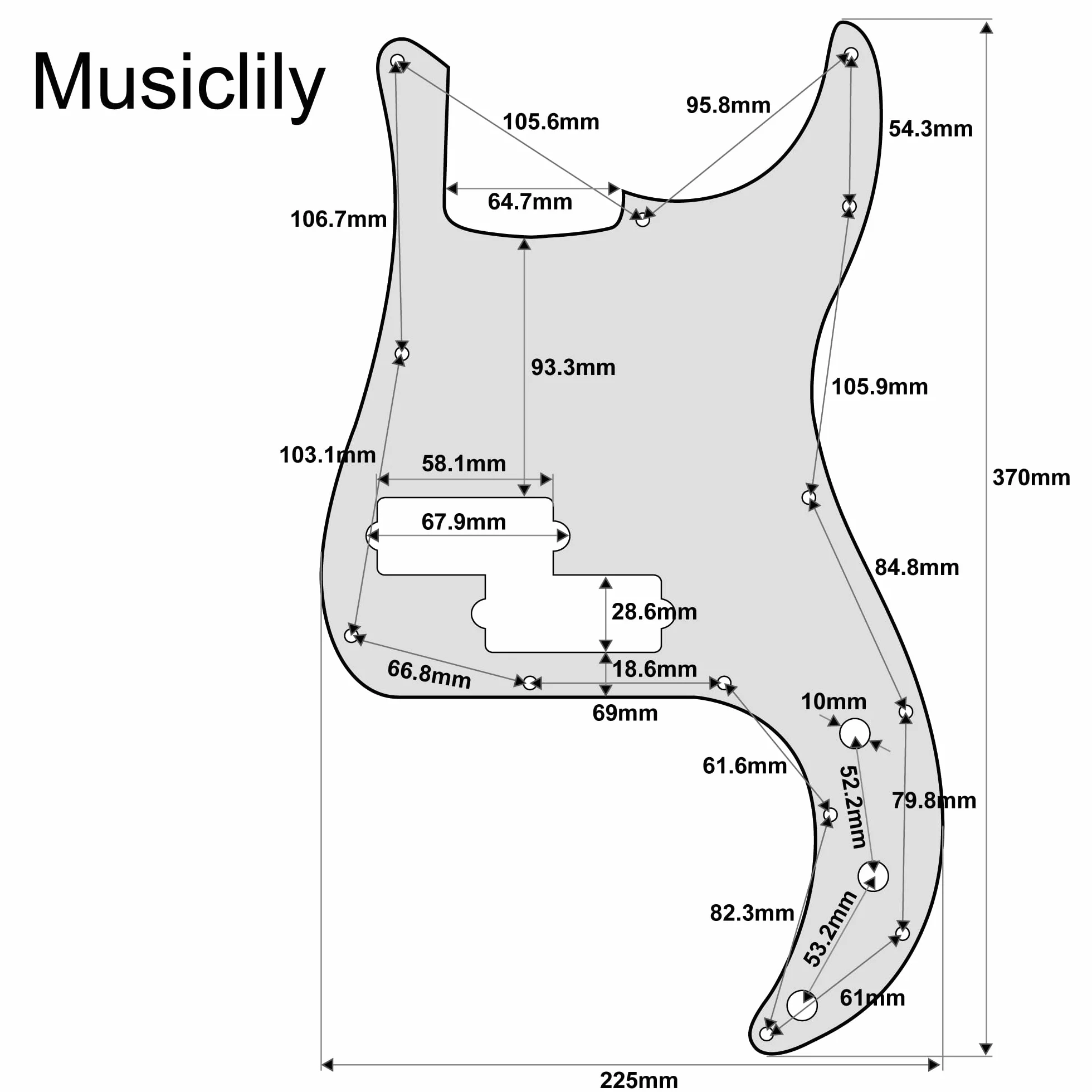 Musiclily Pro 13 Otworów Aluminium Maskownica P- Bass Pickguard do Fender American Standard Precision Bass, Złoty Anodowany