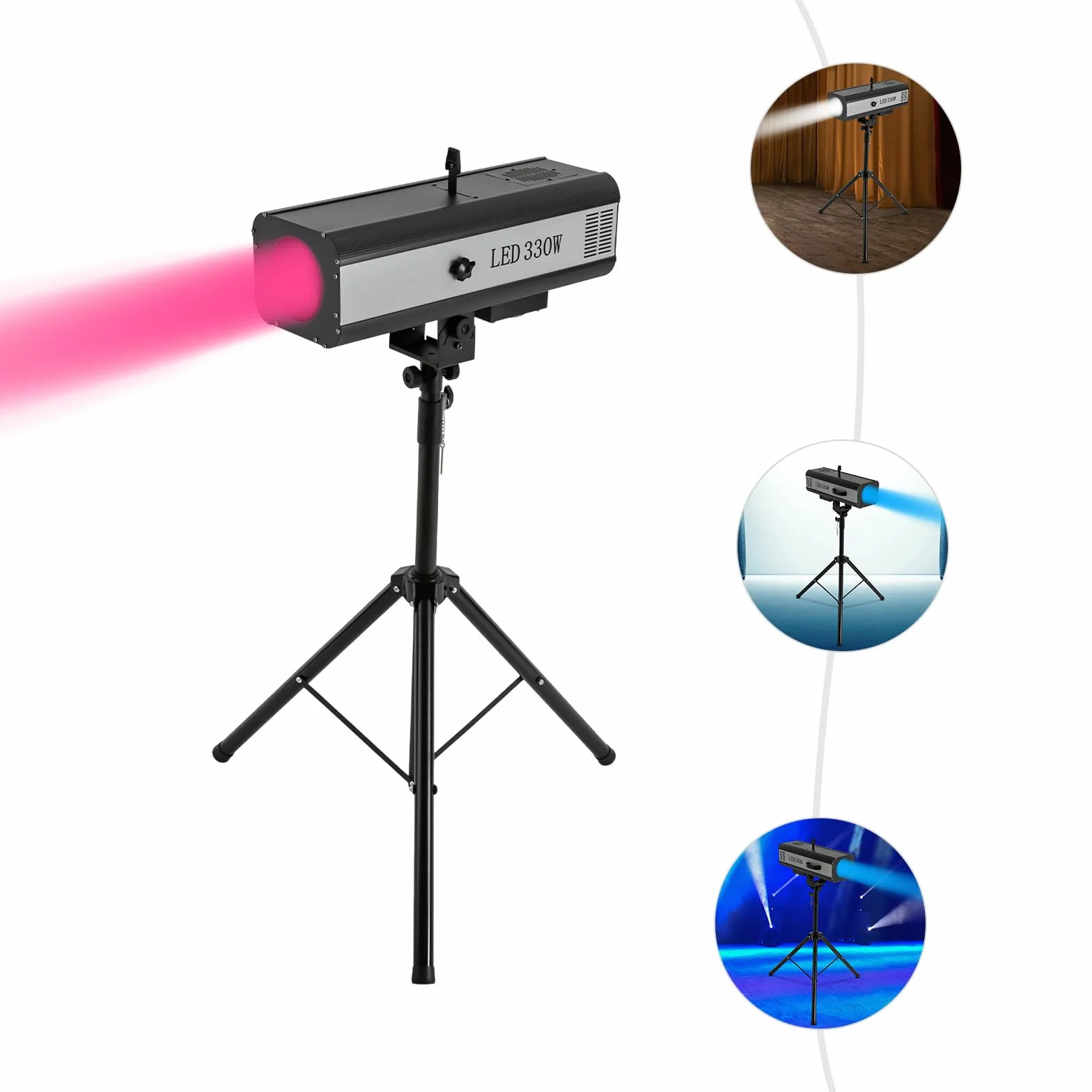 Oświetlenie sceniczne LED, oświetlenie sceniczne, światło imprezowe ze statywem 330 W, reflektor do teatru, na wesele, DJ, pokazy, 6 kolorów, 3200 K, 5600 K, 6000 K, bezstopniowy efekt świetlny, IP20