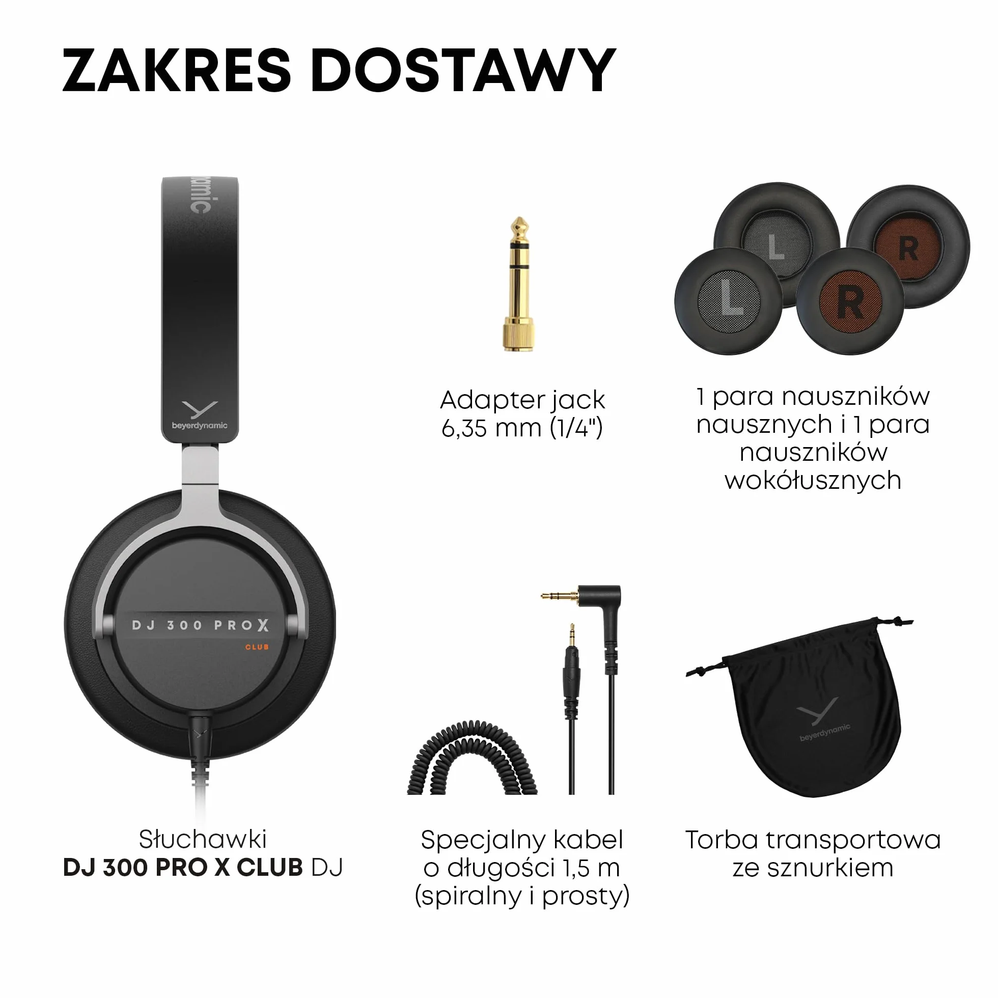 beyerdynamic DJ 300 PRO X CLUB profesjonalne słuchawki dla DJ 2 w 1, zmiana na słuchawki nauszne jako elastyczna funkcja stylu i użytkowania dla profesjonalnych DJ-ów