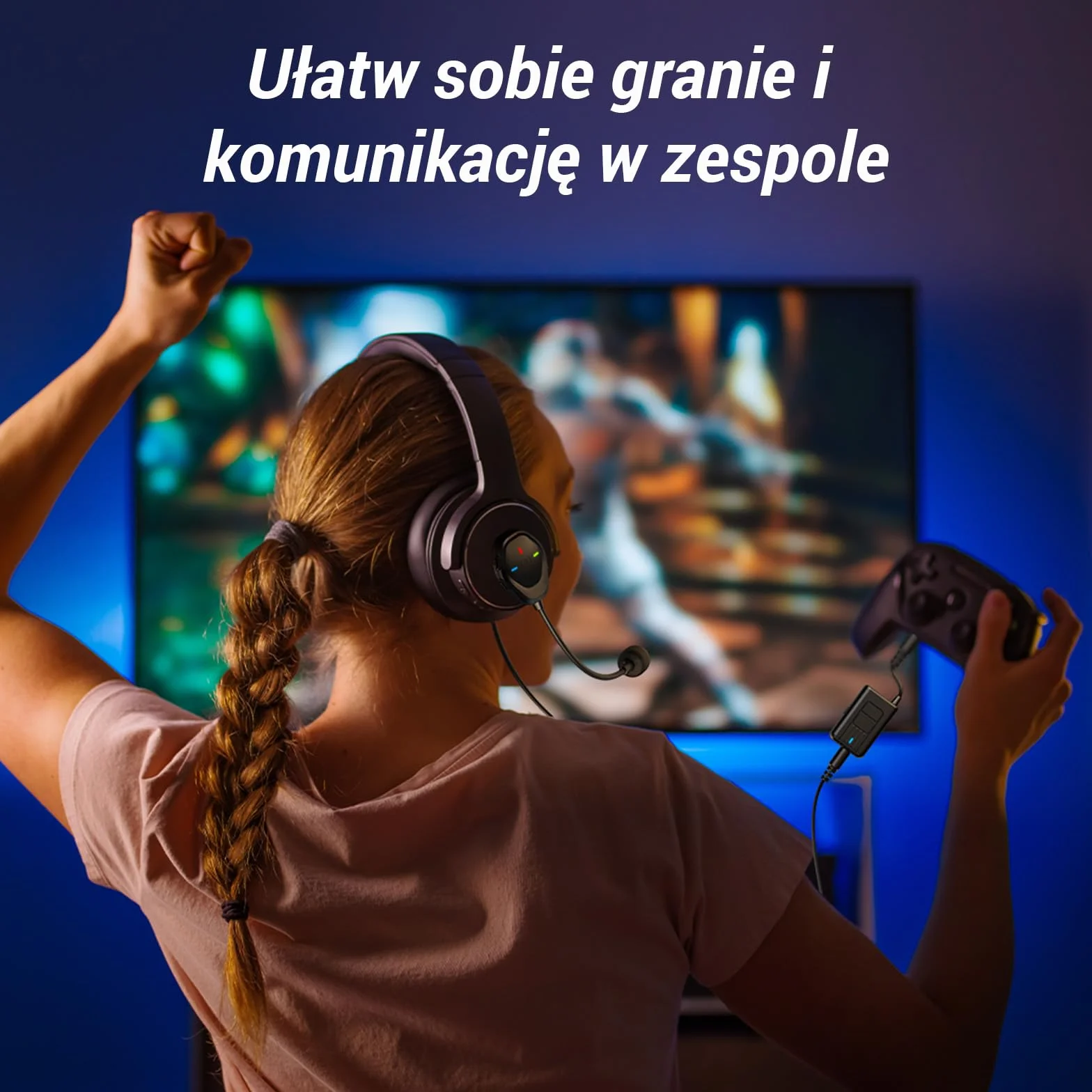 TONOR Bezprzewodowy mikrofon ModMic, dołączany mikrofon na wysięgniku do słuchawek, gamingowy do konsoli, ładowany przez USB, typ C, kompatybilny z XBOX Series X, One, TGX1