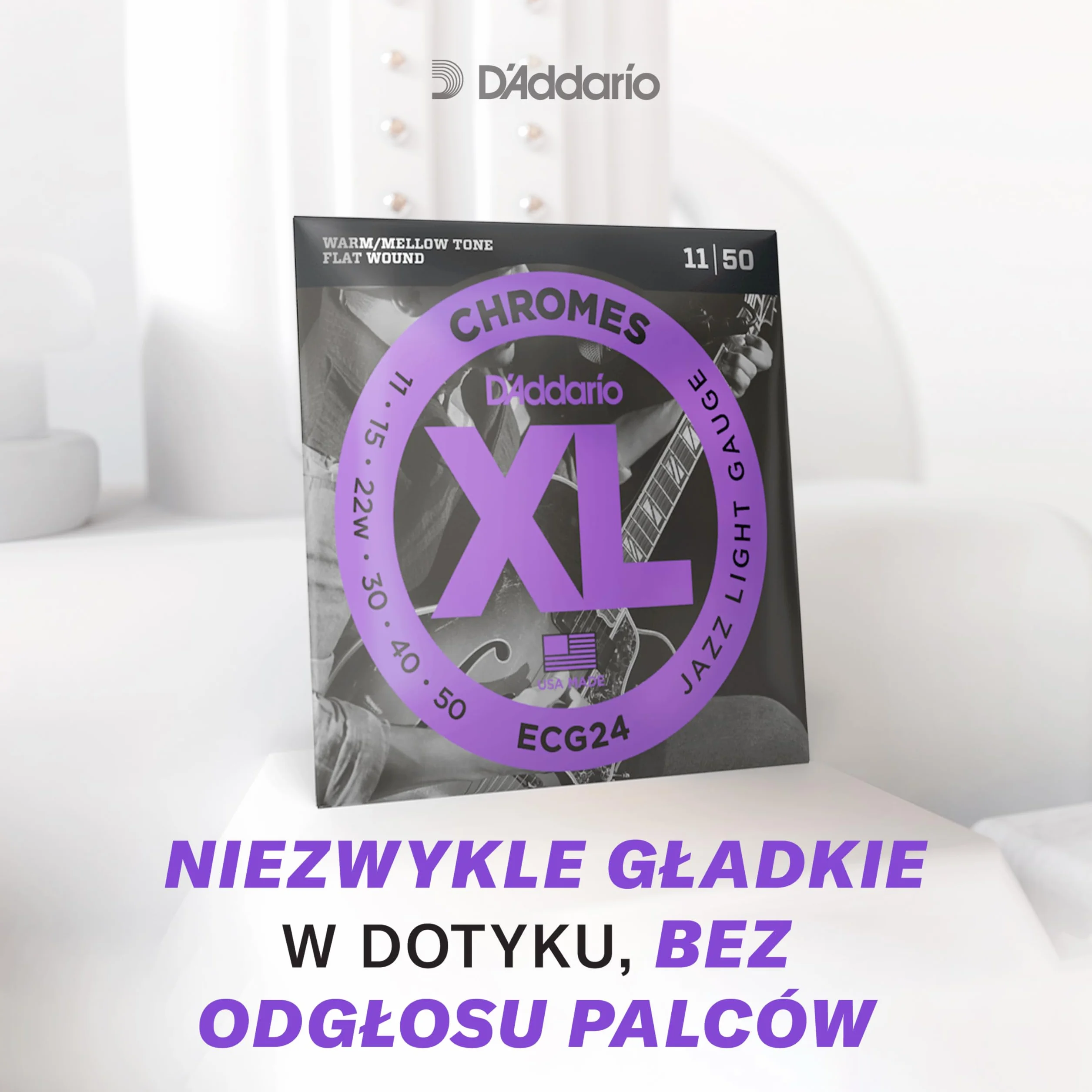 D'Addario E-Guitar Strings ECG24 11-50 Chromes Flatwound - Struna do gitary elektrycznej
