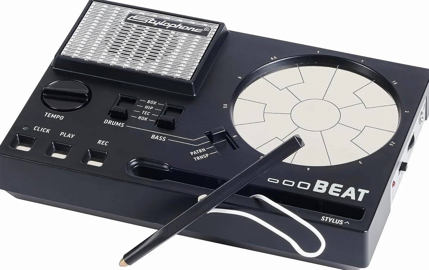 Stylophone Beat - kompaktowa maszyna perkusyjna z rysikiem, 4 zestawy, 4 dźwięki basowe