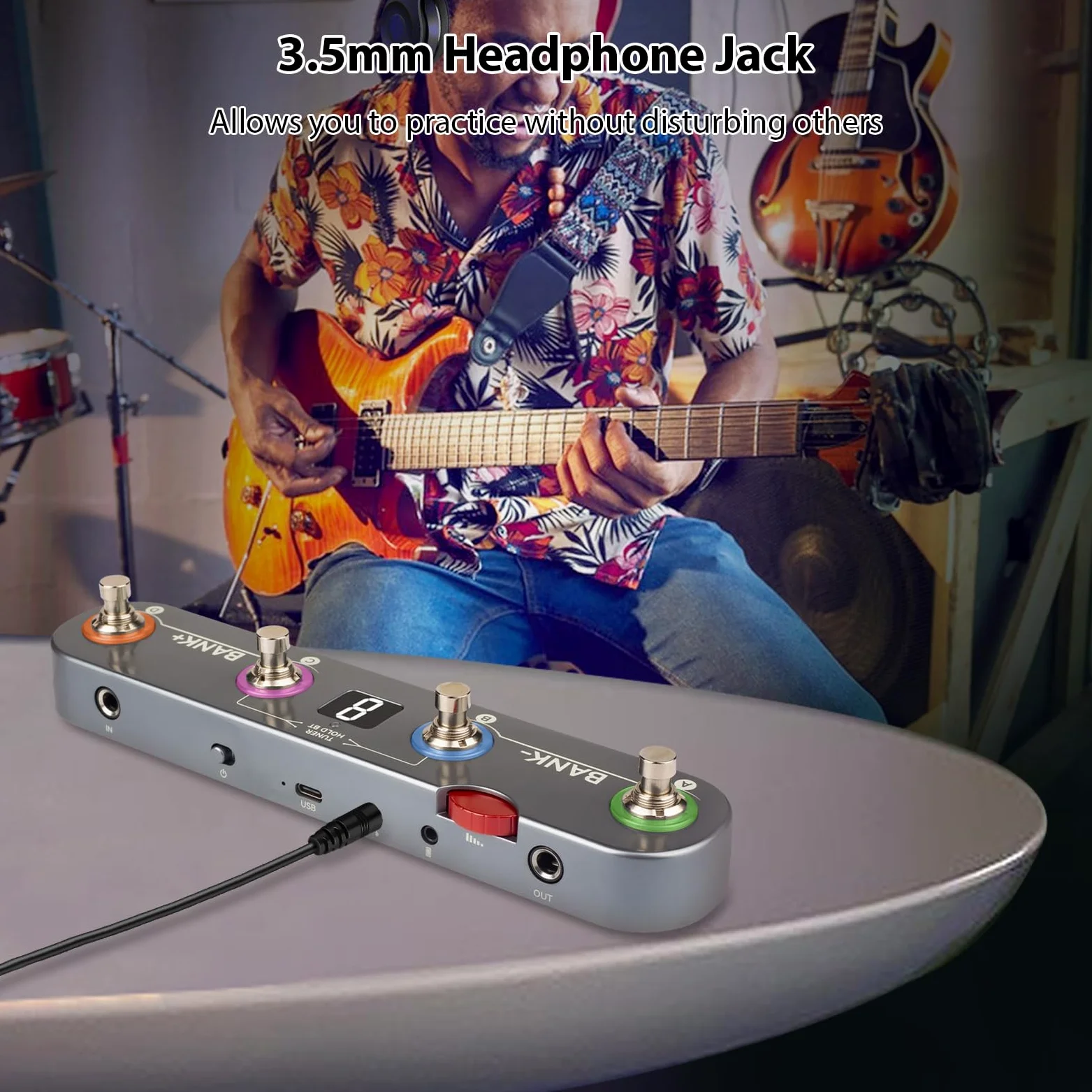 Dilwe Pedał Efektu Gitarowego z 60+ Efektami, 36 ustawień Wstępnych, Akumulator, Audio USB, dla Komputerów Mac, IOS, Android