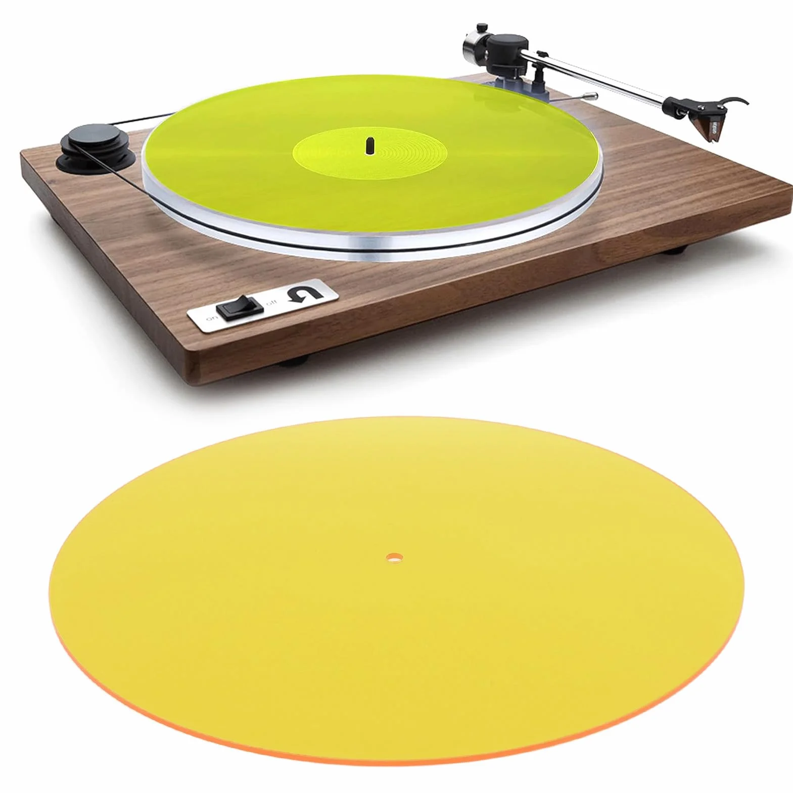 Mata gramofonowa talerz do nagrywania Slipmat niski poziom hałasu akrylowy gramofon maty antypoślizgowe do talerza do 12-calowego gramofonu (Yellow)