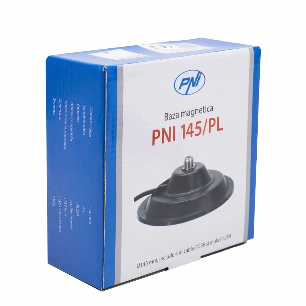 Uchwyt magnetyczny do anteny CB PNI 145 / PL, 145 mm, 4 m kabel RG58 i wtyczka PL259
