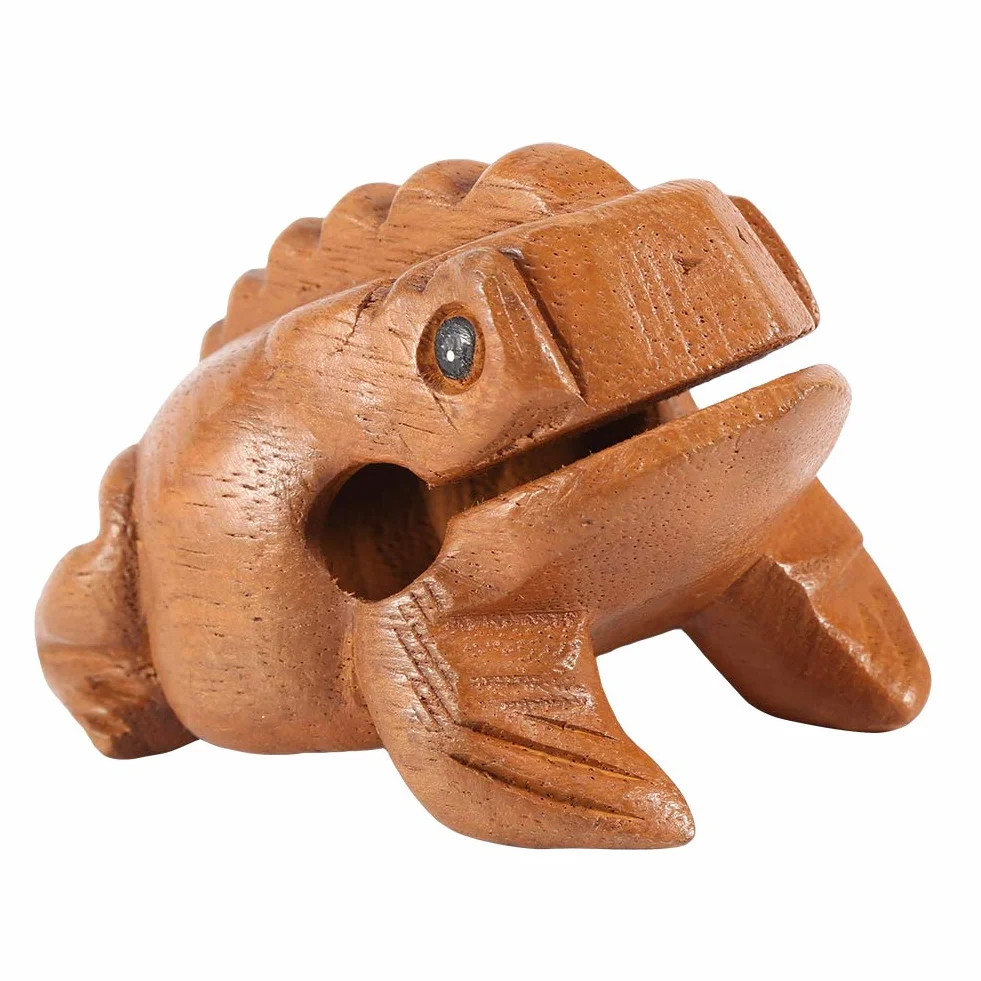 Drewniana żaba Guiro, instrumenty perkusyjne żaba ozdoby, tradycyjne rzemiosło Drewniana żaba na szczęście rechot Instrument muzyczny wystrój biura domowego(#3 10.6CM)