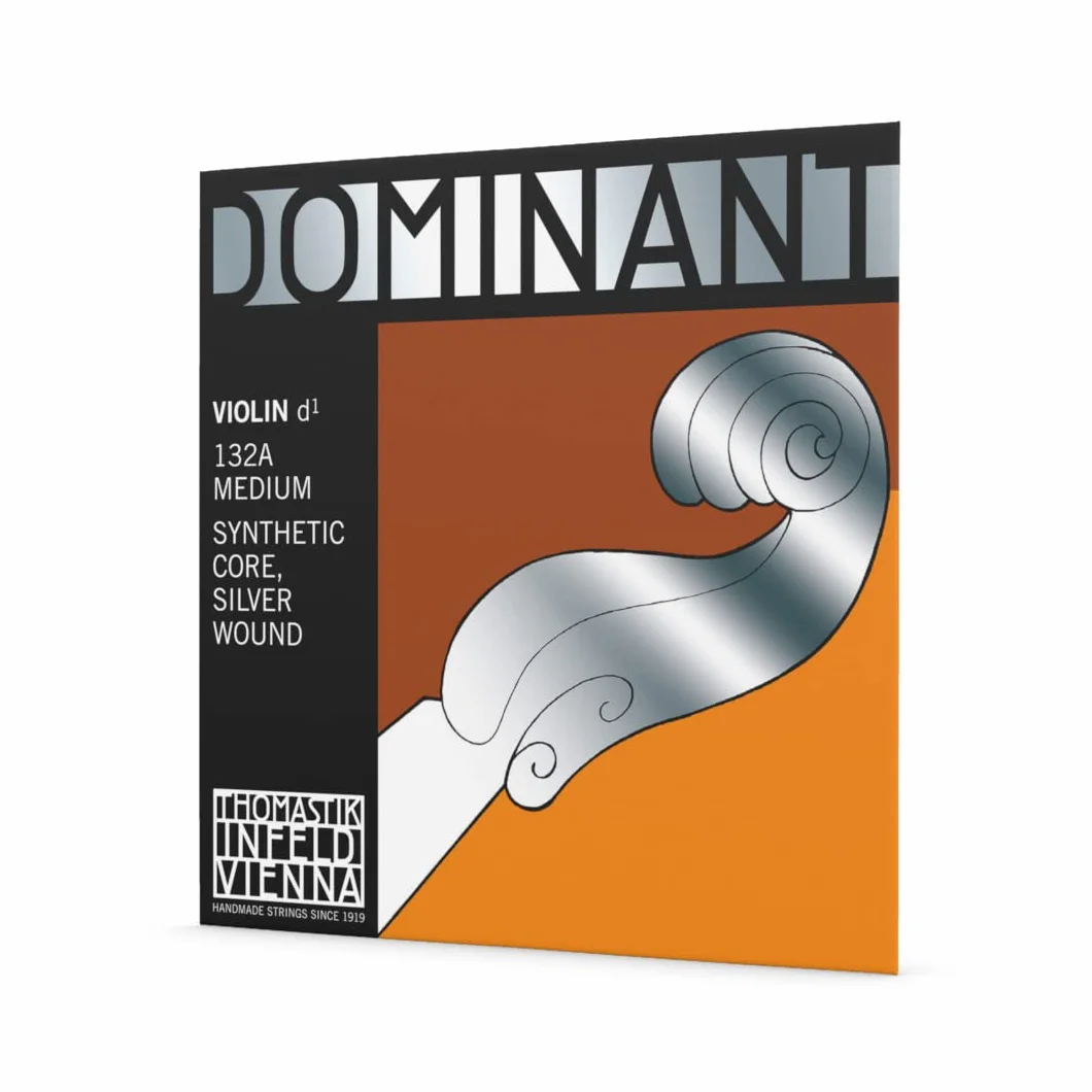 Thomastik-Infeld Dominant struna skrzypcowa D 4/4 – struna pojedyncza (132A), rdzeń syntetyczny, srebrna owijka, średnie napięcie