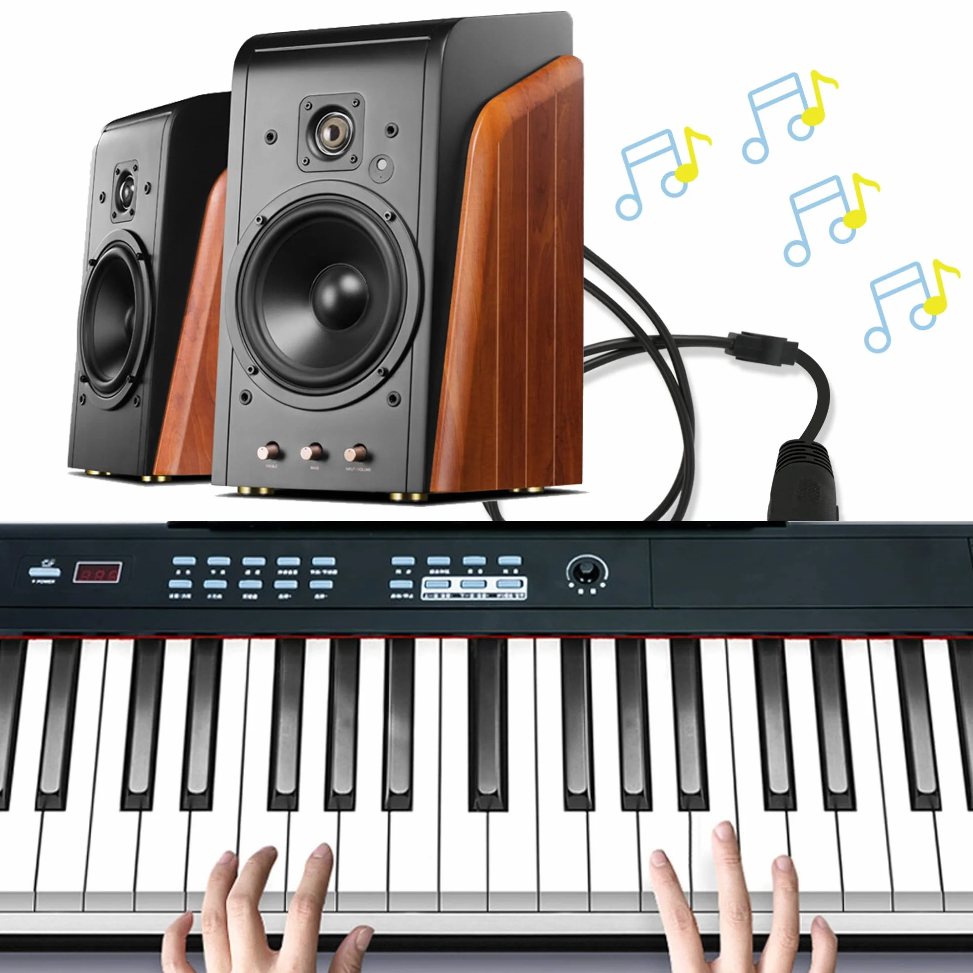 GINTOOYUN MIDI rozdzielacz Y kabel adaptera 19,6 cala DIN 5-pinowy żeński na podwójny 5-pinowy męski kabel do mikserów, klawiatur i fortepianów elektronicznych