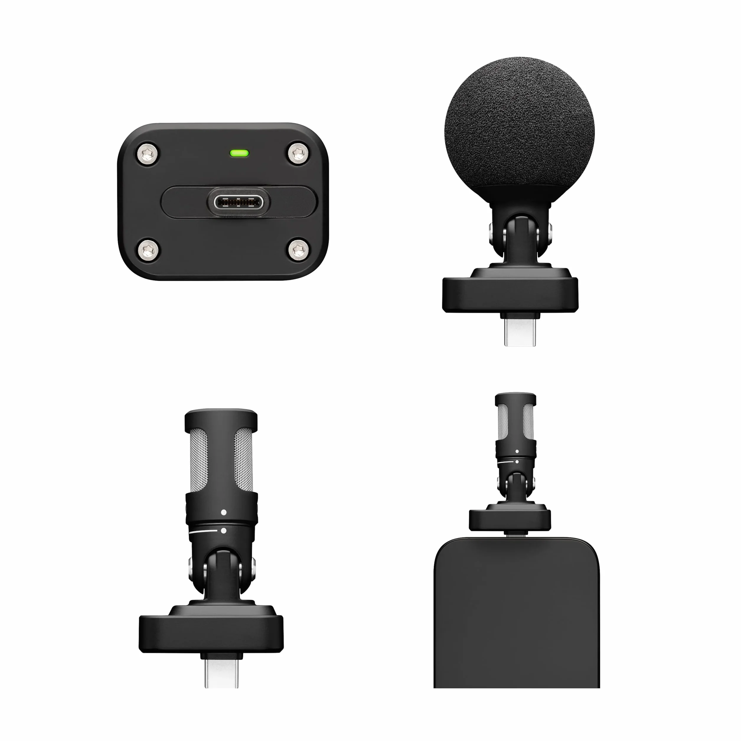 Shure MV88 USB-C Mikrofon, do nagrywania i vlogowania na iPhone i Android, z trybem automatycznego poziomu, odszumianiem w czasie rzeczywistym i czterema wzorami biegunowymi - czarny