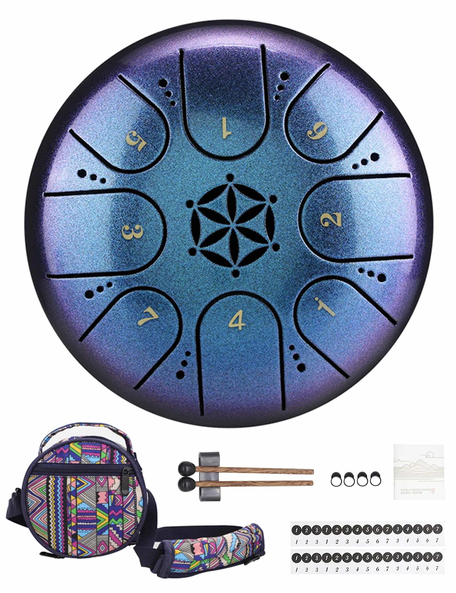 Rayzm Bęben językowy ze stali tytanowej 5 cali 8 nut Handpan Tank Drum Kit przenośny instrument perkusyjny tonacja C