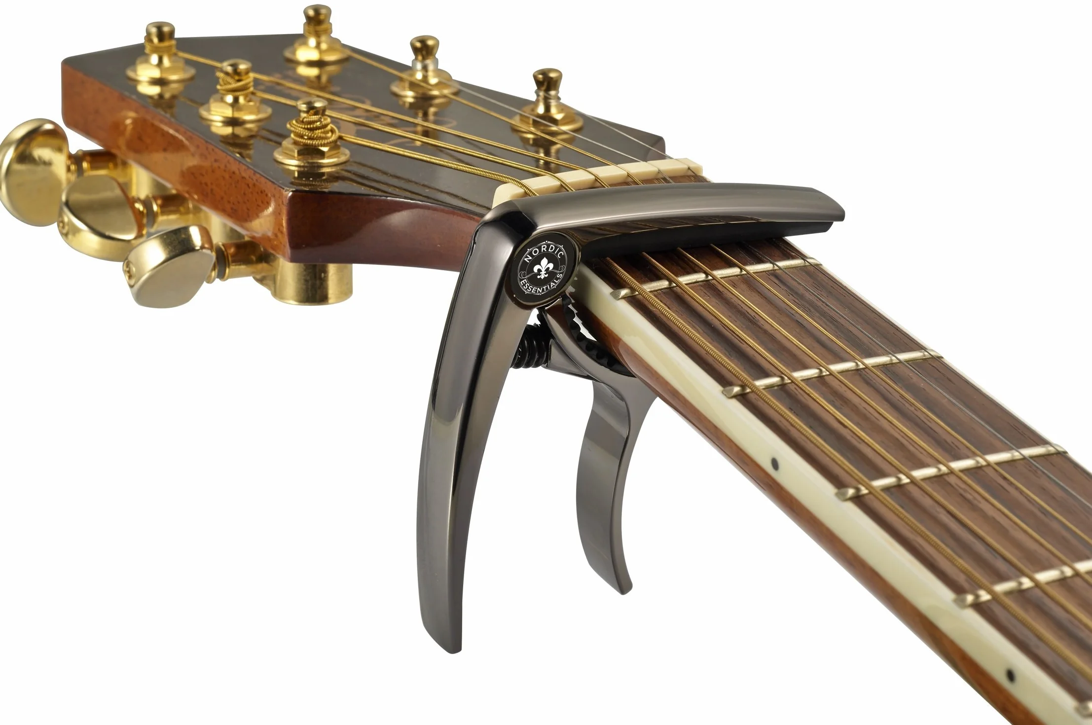 Deluxe Kapodaster do Gitar Akustycznych, Ukulele, Banjo, Mandoliny, Basu - Wykonany z Wysokiej Jakości Stopu Cynku do Instrumentów 6- i 12-strunowych - Luksusowe Akcesoria od Nordic Essentials