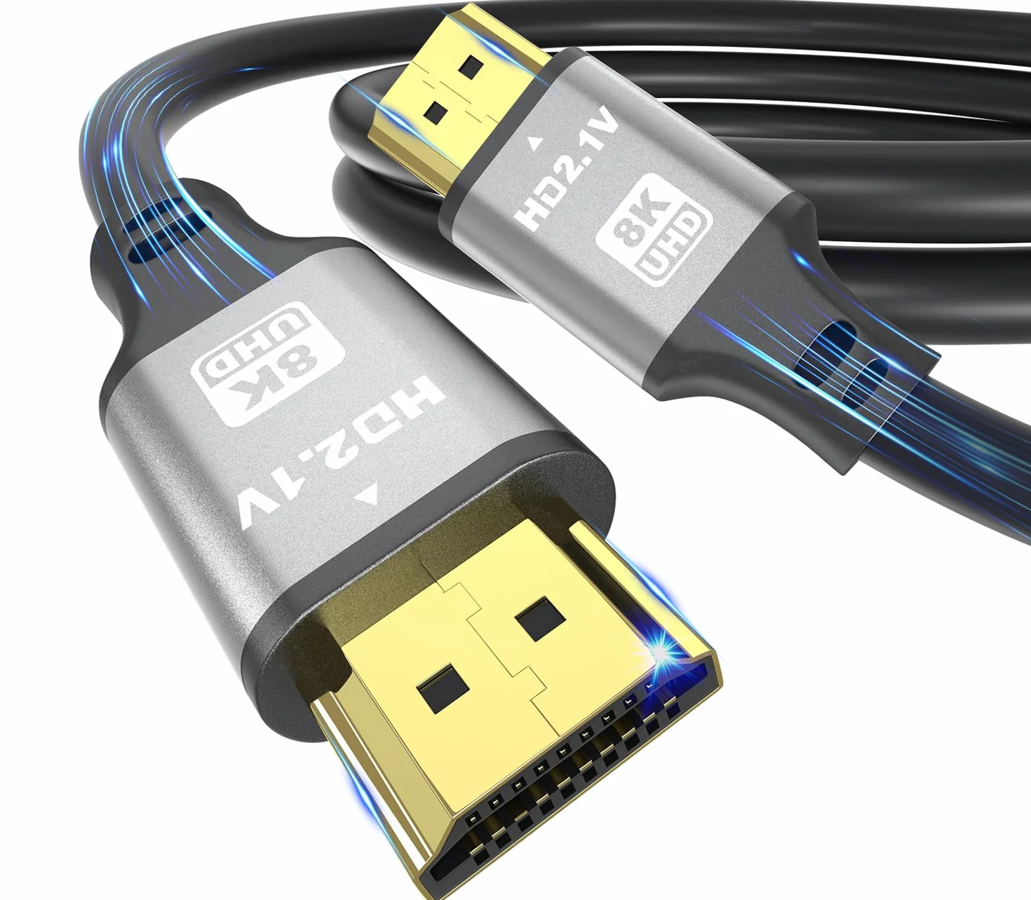 Kabel HDMI 8K, 1 m, szybki kabel HDMI 48 GB/sek. 8K przy 60 Hz 4K przy 120 Hz, HDCP 2.2 i 2.3, DTS:X, HDR 10, kompatybilny z Roku TV/eARC/3D/PS5/HDTV/Laptop/Blu-ray