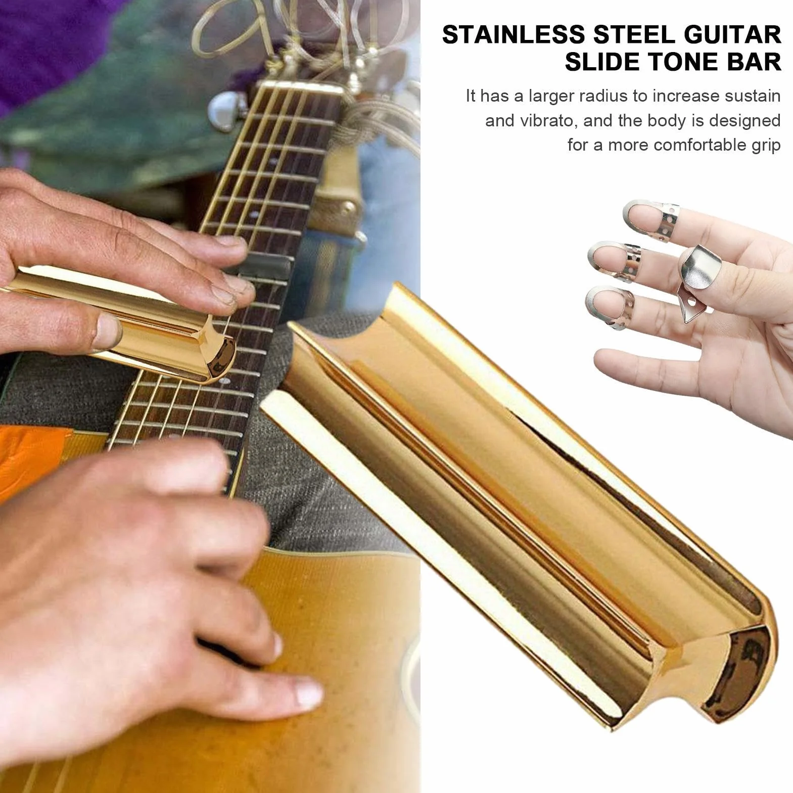 Gitara elektryczna Lap Steel Slide Guitar, Slajd do gitary Metal Steel Tone Bar dla Dobro, Prowadnica gitarowa ze stali nierdzewnej do gitary elektrycznej, gitary ze stali okrążeniowej,