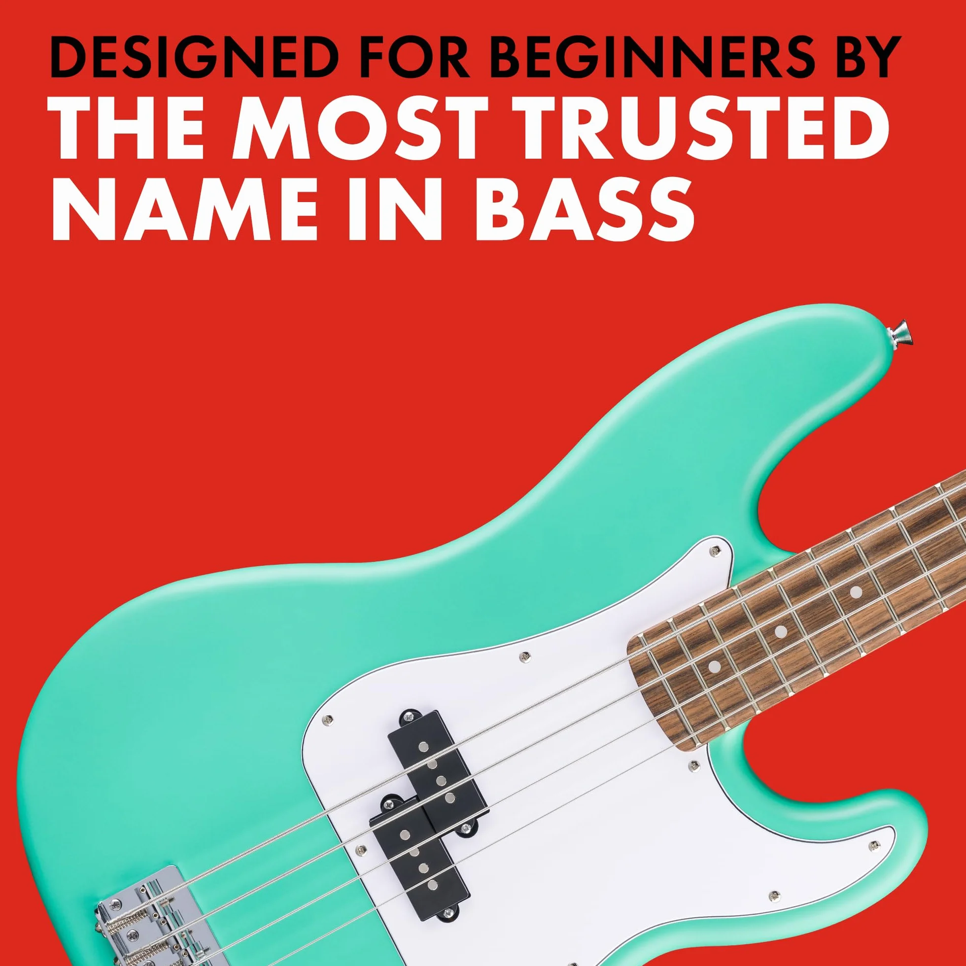Squier by Fender Debut Collection Precision Bass, podstrunnica Laurel, biała maskownica, Seafoam Green