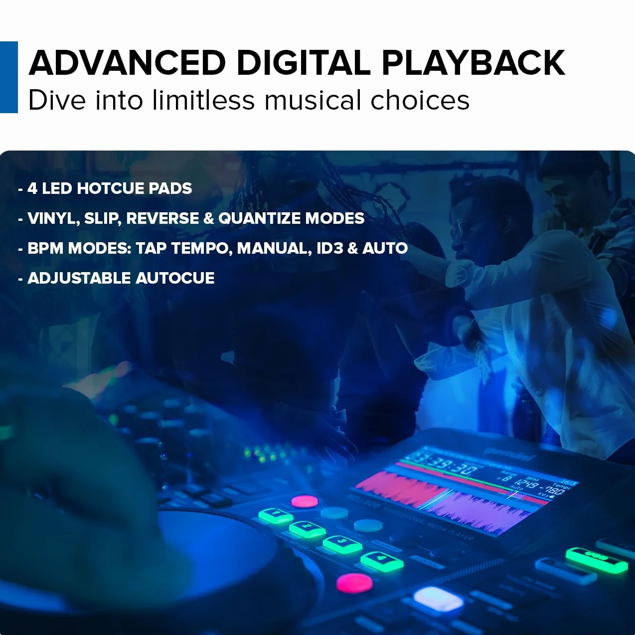 Gemini Sound MDJ-600 - profesjonalny odtwarzacz CD/Media Player z 4 Hot Cues i Auto/Manual Looping, kolorowy ekran, MIDI, 24-bitowy/192 kHz karta dźwiękowa