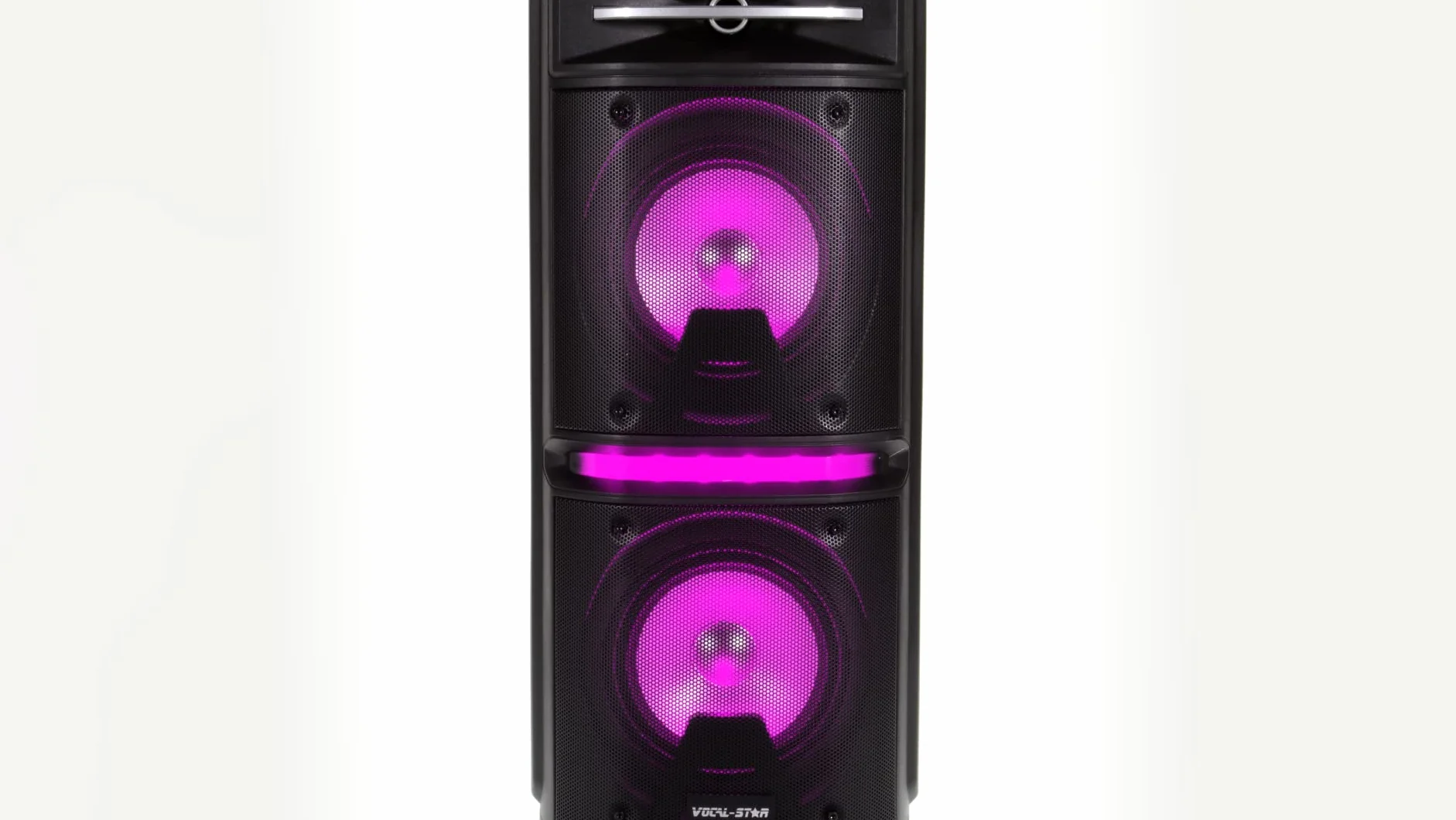 Przenośny system głośników nagłośnieniowych Vocal-Star z efektem świetlnym LED Party, tony niskie i wysokie Bluetooth, wejście USB i Aux dla MP3, 2 x 6-calowy głośnik niskotonowy 200 W i 2 mikrofony bezprzewodowe P180