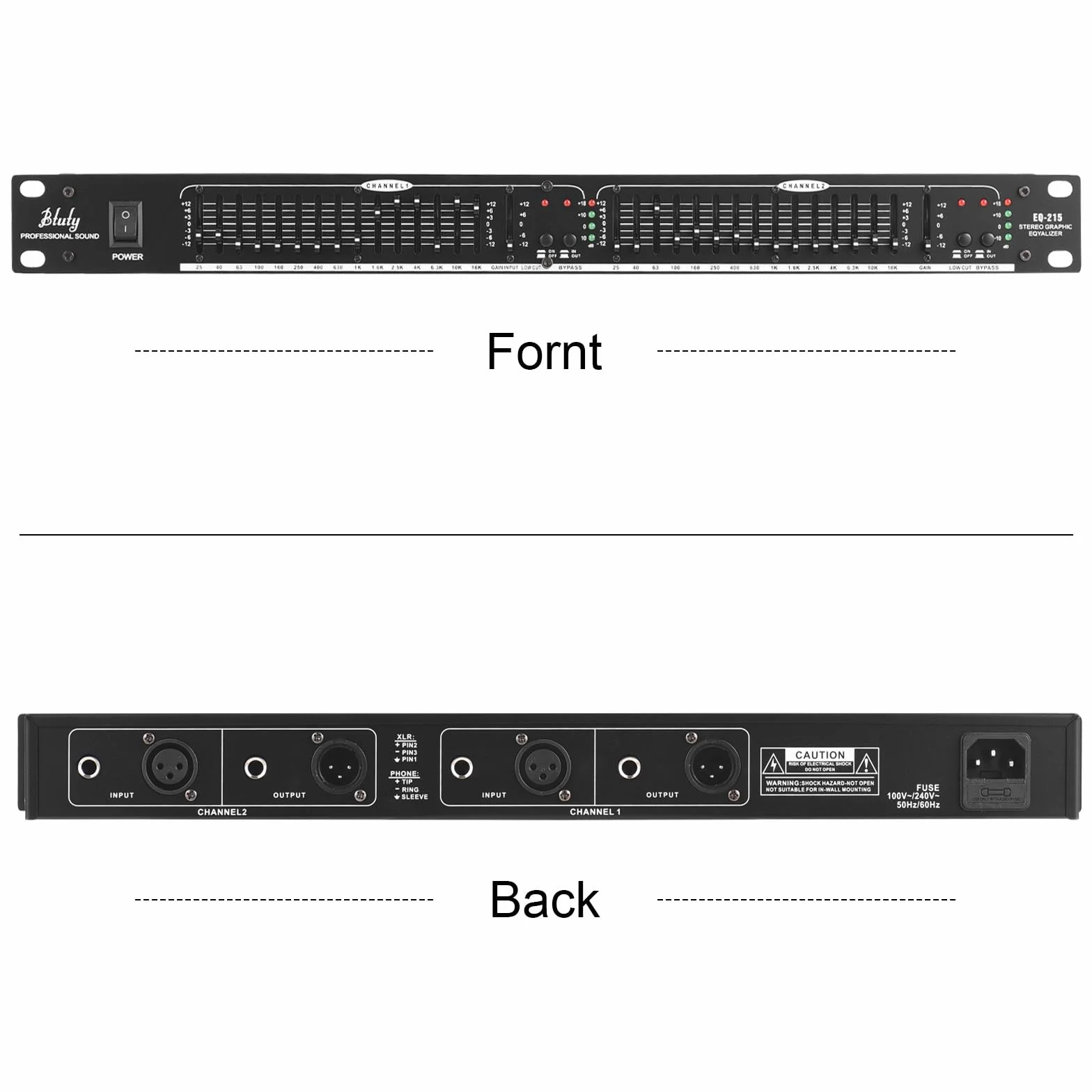 Btuty Eq-215 15-pasmowy dwukanałowy korektor graficzny 1u 2-kanałowy korektor graficzny stereo z mocowaniem do stojaka