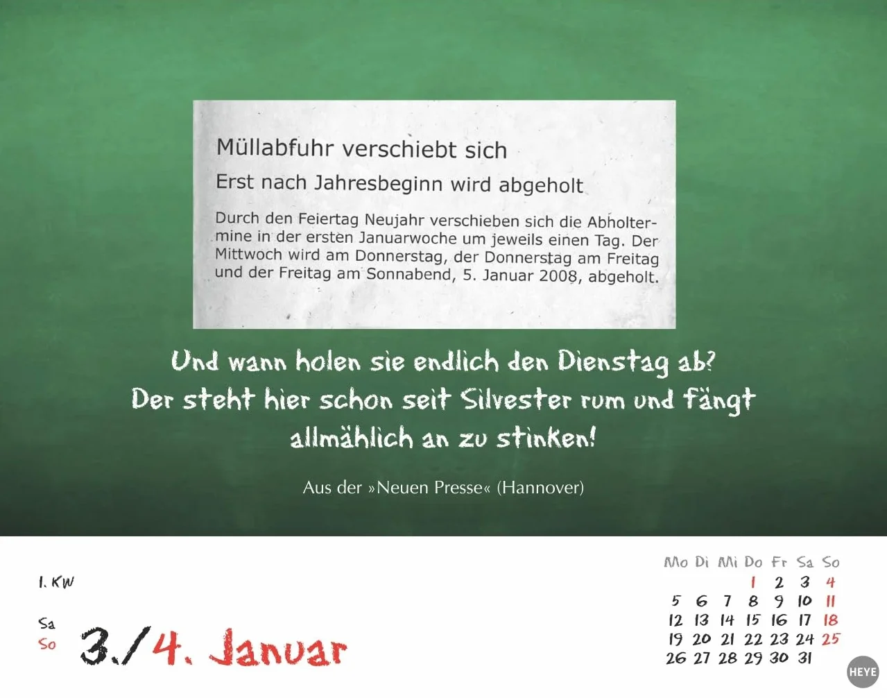 Bastian Sick Tagesabreißkalender 2026: "Jeden letzten Dienstag im Montag". Witziger Kalender voller Sprachverdreher und Stolperfallen der deutschen ... für jeden Tag. Auch zum Aufhängen.