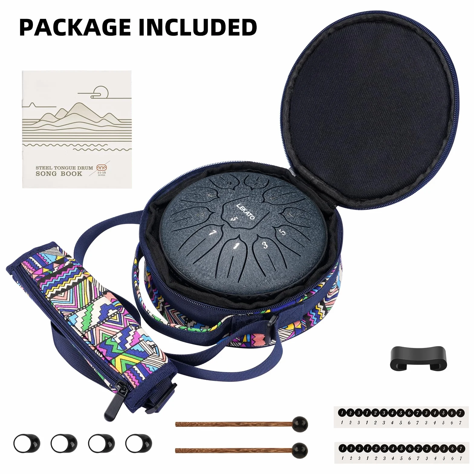 LEKATO Steel Tongue Drum 15 cm 11 dźwięków D Handpan z torbą do medytacji jogi