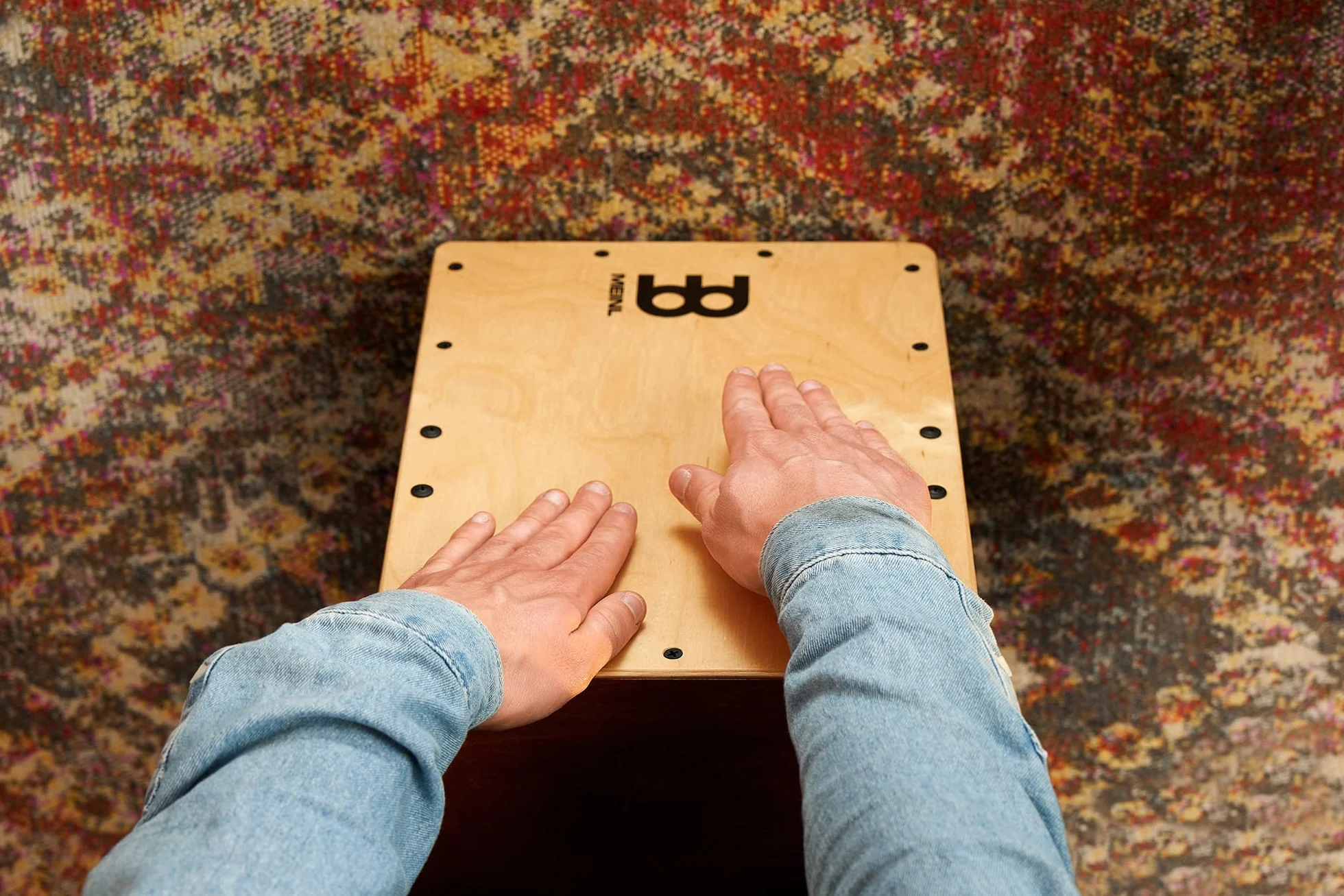 Meinl Percussion Jam Cajon Instrument Mały Cajon dla Dzieci i Dorosłych Panel Przedni Brzoza Bałtycka JC50AB-B
