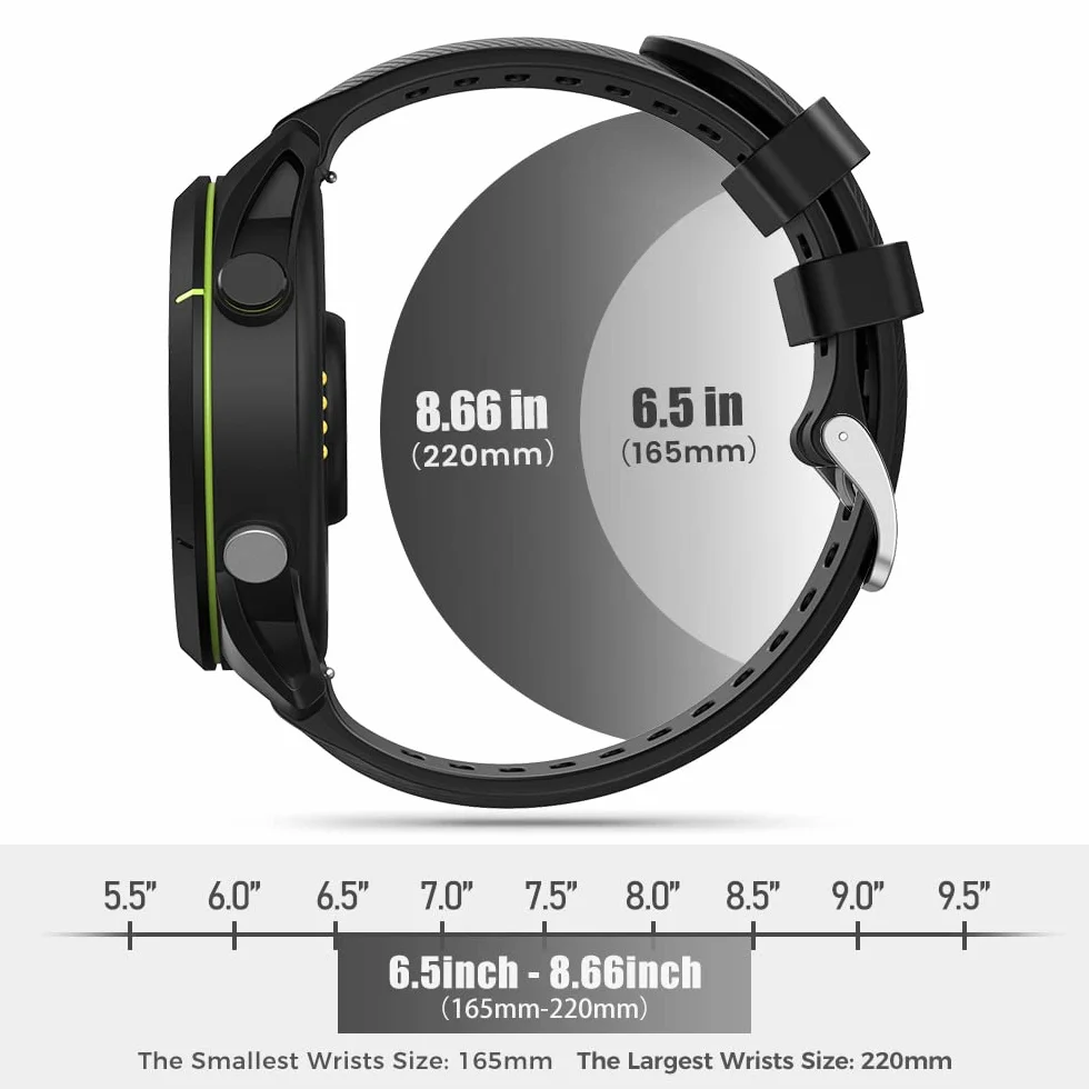 Silikonowa bransoletka kompatybilna z Garmin Forerunner 255 / Vivoactive 4 / Venu 2, zapasowy pasek do Gear S3/Huawei Watch GT, dla kobiet i mężczyzn