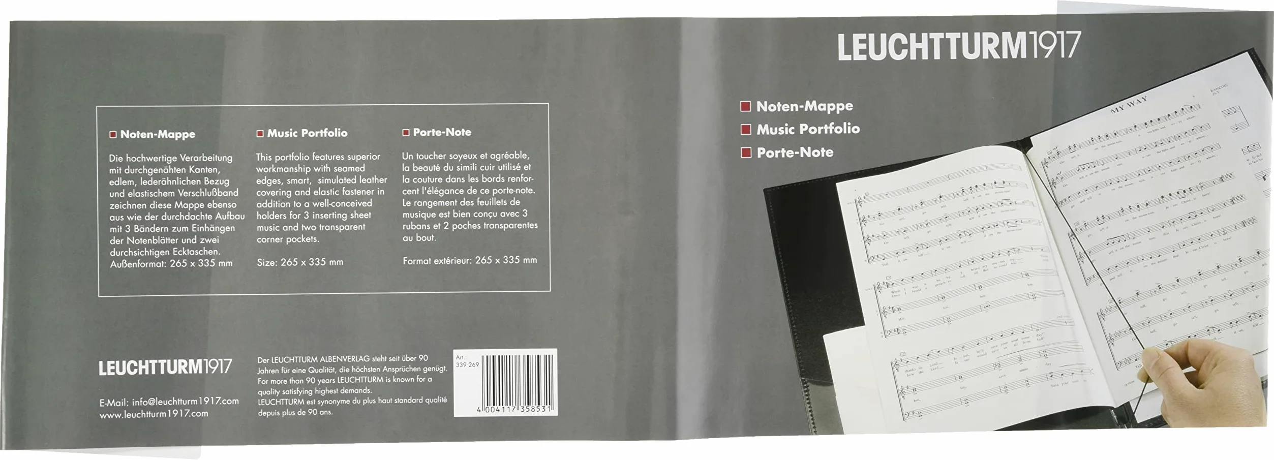 Leuchtturm1917 339269 teczka na nuty ze sztucznej skóry (bez paska) czarna