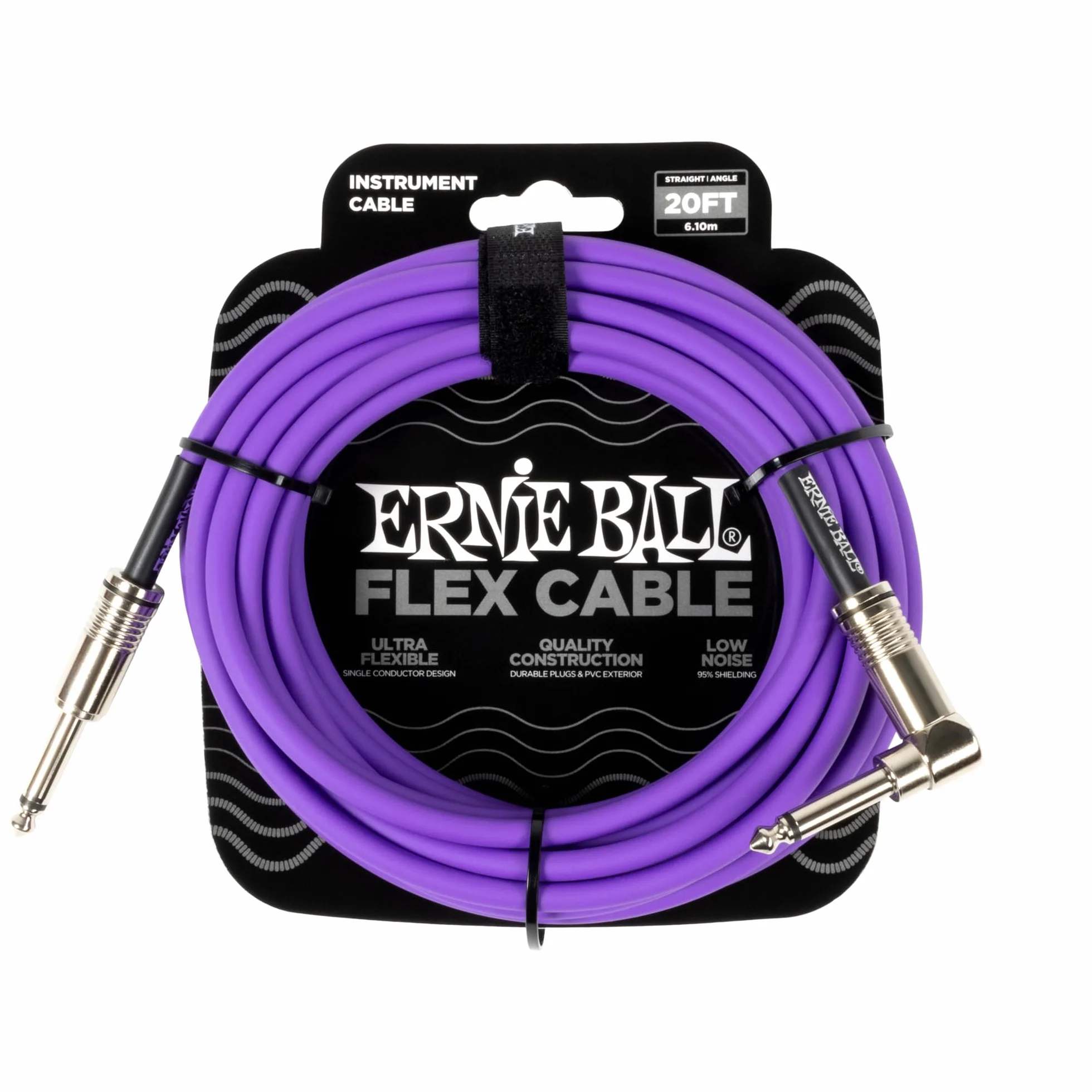 Ernie Ball Flex Kabel Instrumentalny Prosty/Kątowy 6,1 m, Fioletowy