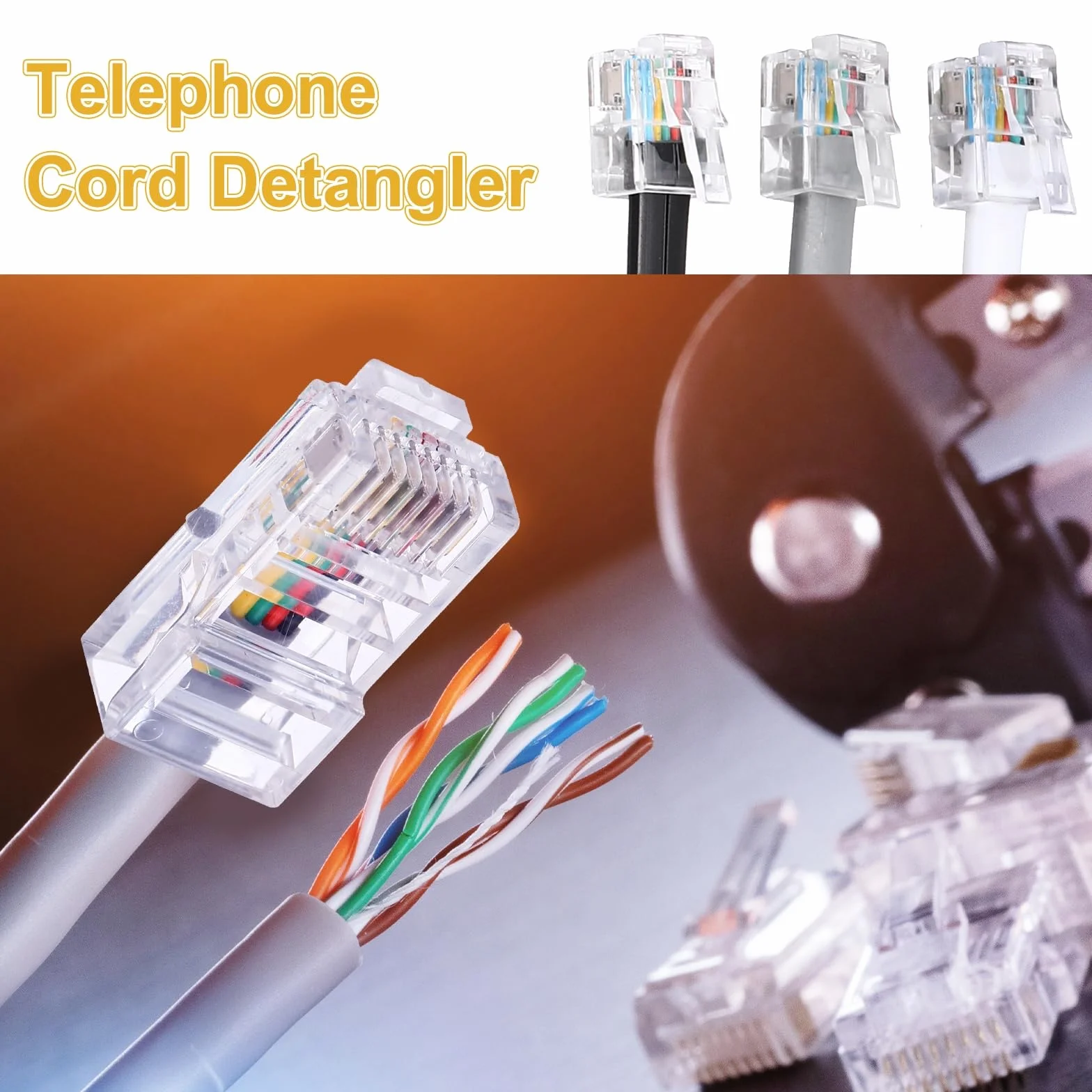 QUARKZMAN 1 opakowanie kabla telefonicznego, 6,6 stóp kabel telefoniczny RJ12 6P6C męski na męski prosty kabel połączeniowy do domu, biura, szary