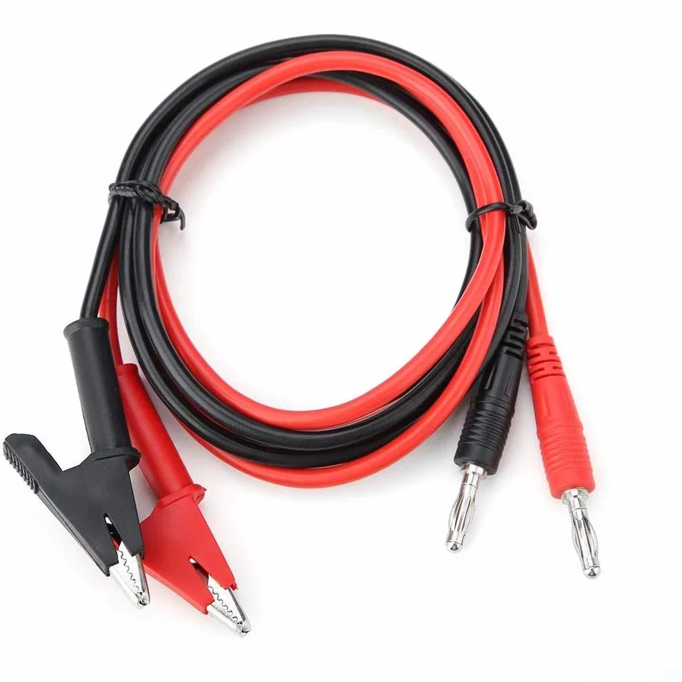 DollaTek 2 szt. 15 A 4 mm wtyk bananowy na zacisk krokodylkowy końcówka kontrolna kabel - czerwony + czarny