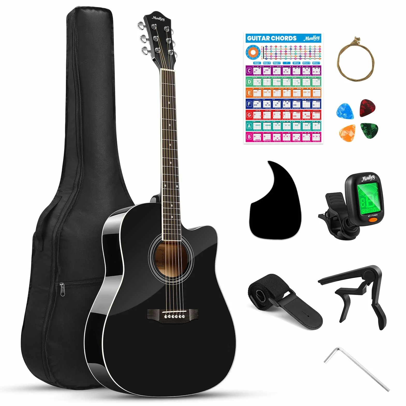 Moukey MBG-01 Basswood 41 cali gitara czarna