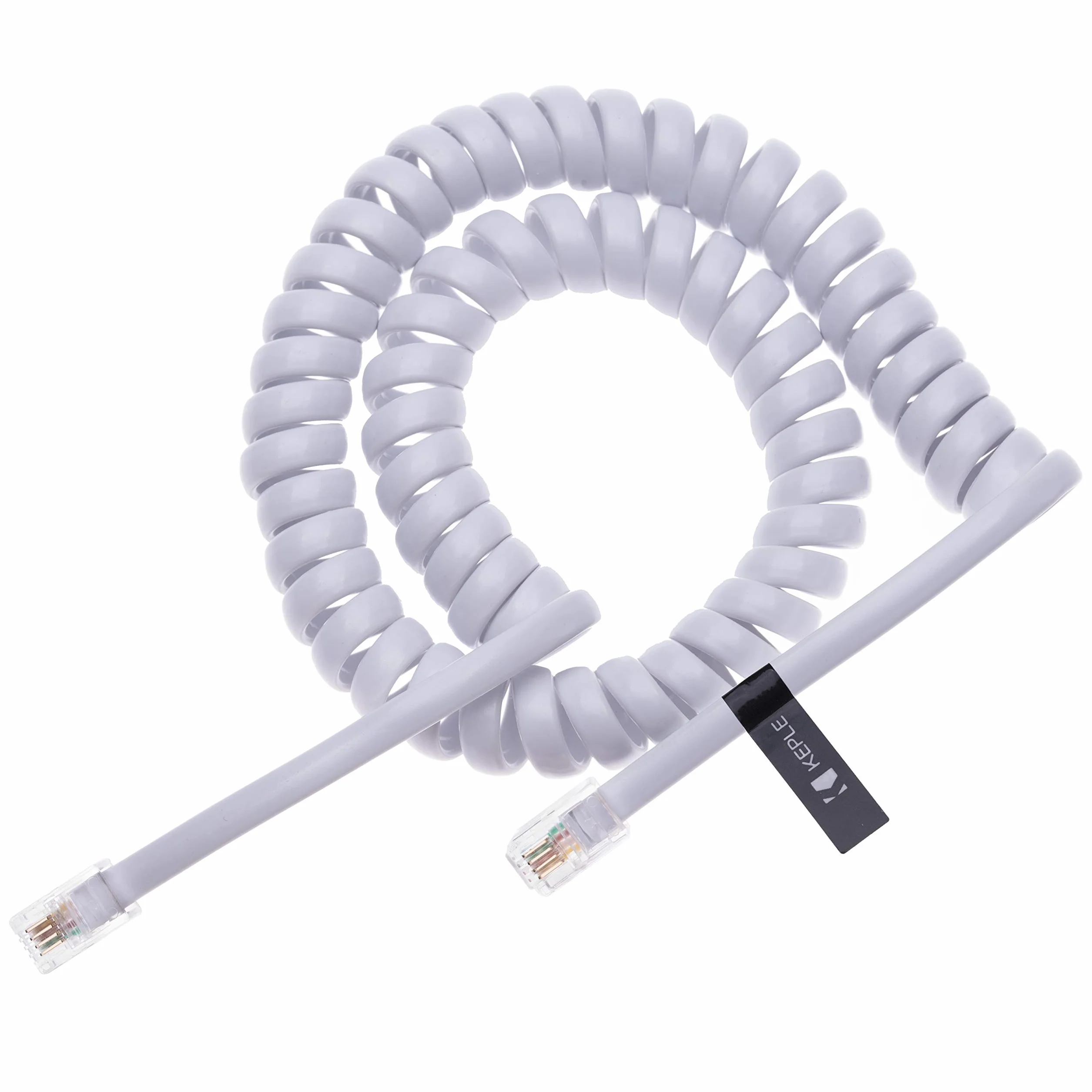 Kabel telefoniczny RJ10 z kręconą sprężyną, spiralny przewód słuchawkowy, 3 metry, kompatybilny z telefonami stacjonarnymi/IP BT, AT&T, Cisco, NEC, ROLM, ITT, TI (biały)