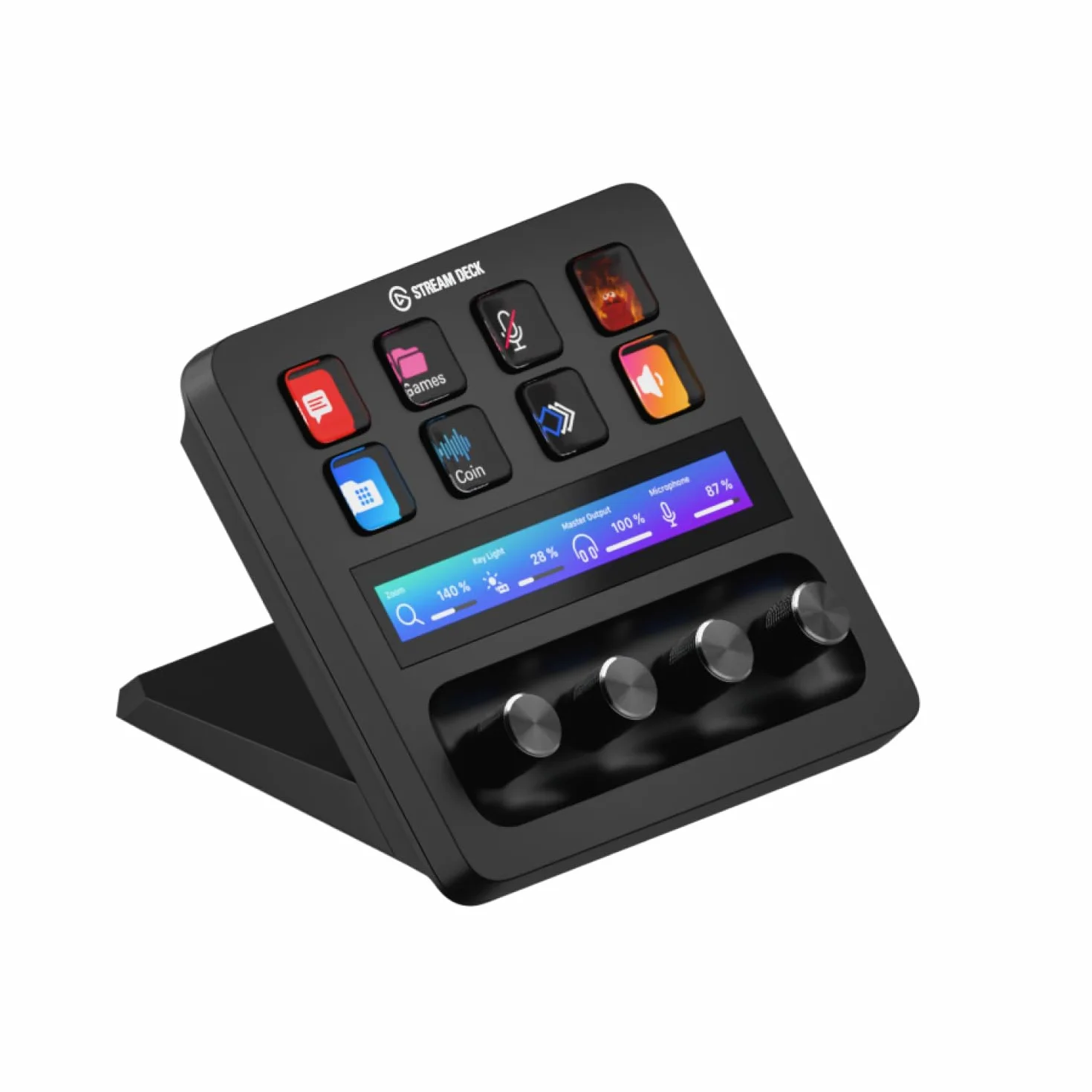 Elgato Stream Deck +, mikser audio, kontroler do produkcji na żywo i studyjny do tworzenia zawartości, transmisji i gier, pasek dotykowy, pokrętła i klawisze LCD z możliwością dostosowania, Mac i PC