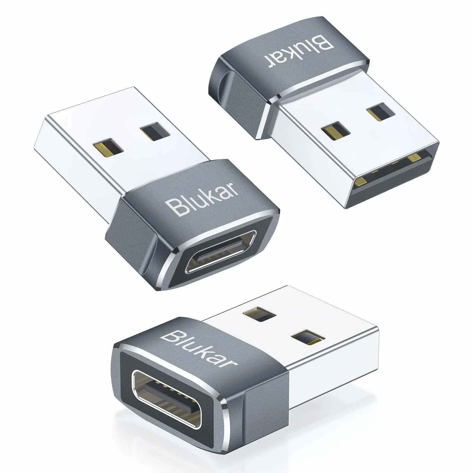 Blukar USB C Kobieta do USB Męska Konwerter, 3 Sztuki Typ C do USB-A Konwerter do Szybkiego Ładowania i Synchronizacji Danych, Kompatybilny z iPhone 16/15/14/13/12, Galaxy