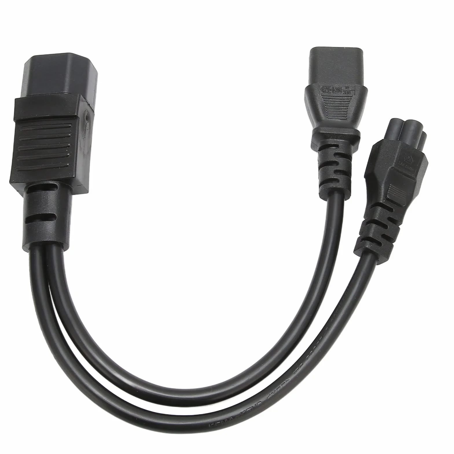 Kabel żeński IEC 320 C14 do C5 i C13, Przewód z Wtyczką Rozgałęźnika 1 Ft Y, Pojedynczy Kabel Zasilający C14 Męski C14 na C13 i C5 10 A 250 V, Ognioodporny, Odporny na Wysoką Temperaturę