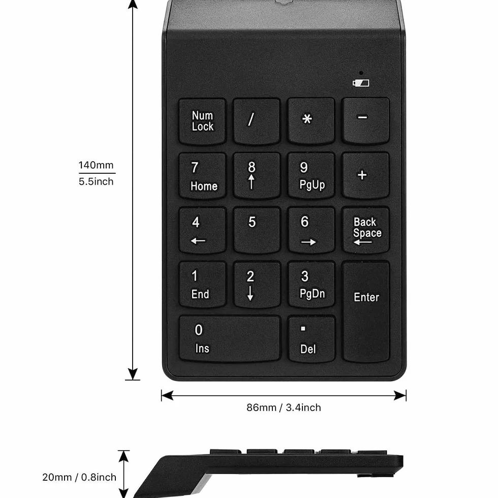 DollaTek Bezprzewodowy keypad z 22 przyciskami, przeno?ny, do laptopa, PC, kompatybilny z Win7/8/NT/ME/2000/XP/Vista Win10/Android/Linux/iOS